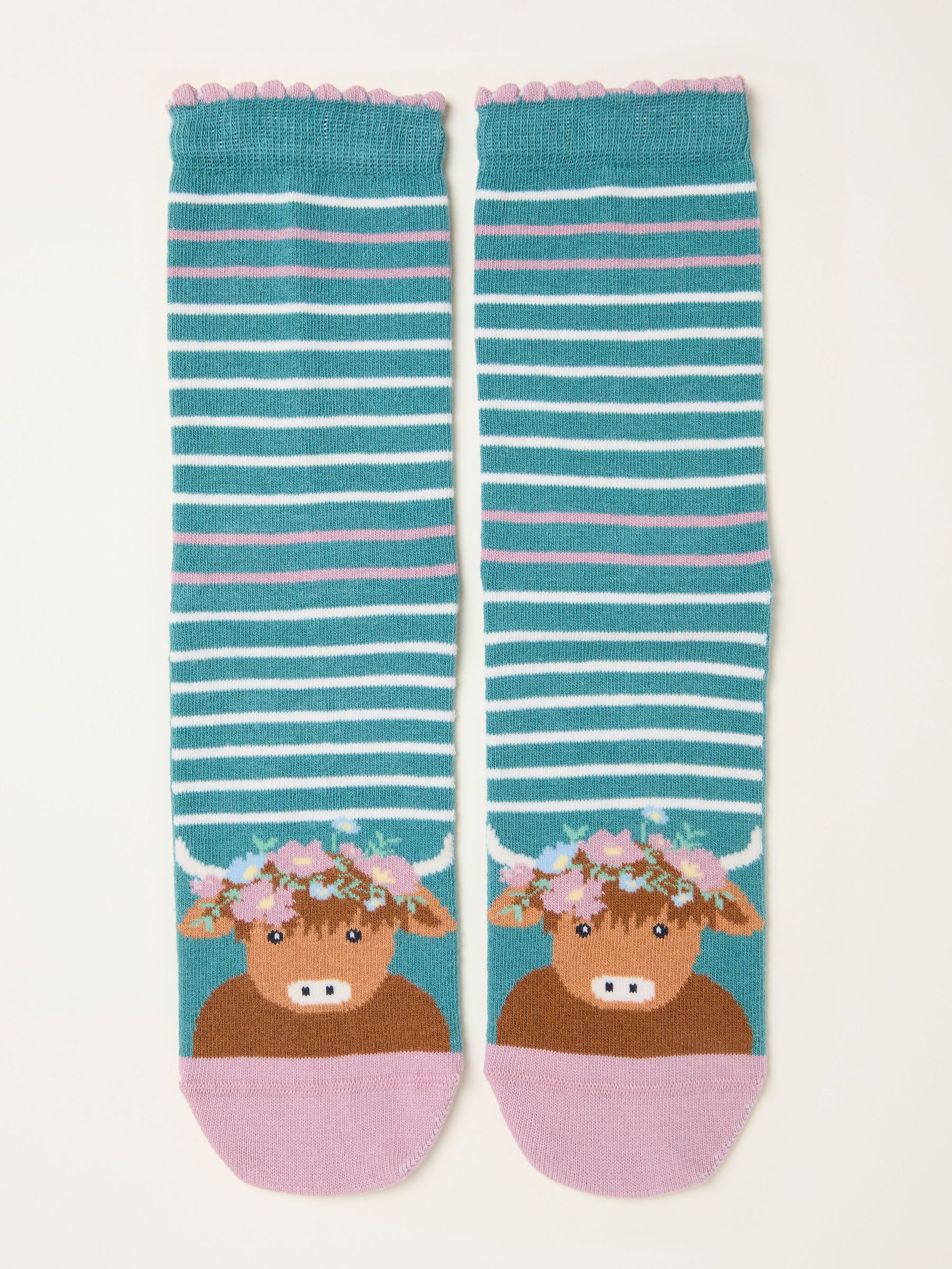 Green Highland Cow Socks (F89599) | £7.50