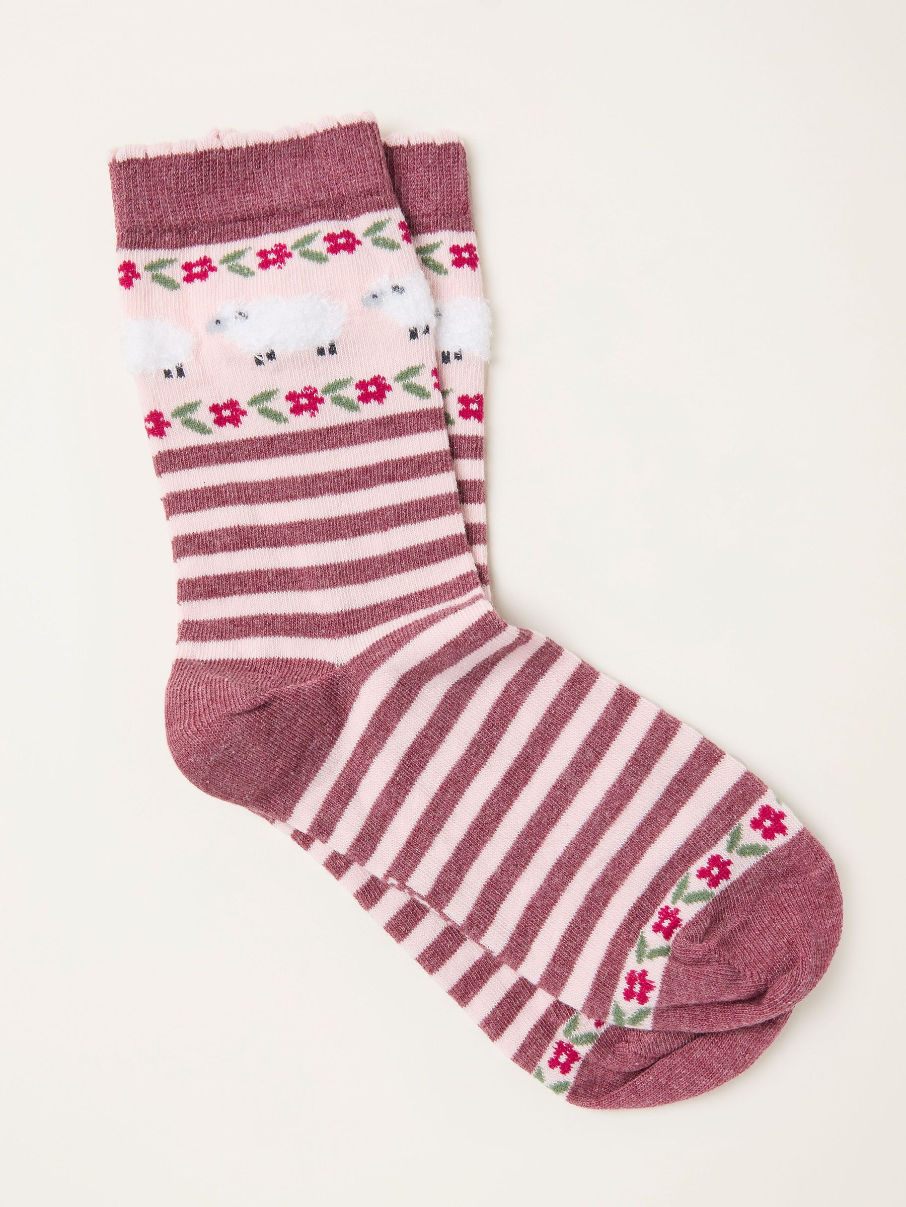 Purple Striped Sheep Socks (F89601) | £7.50