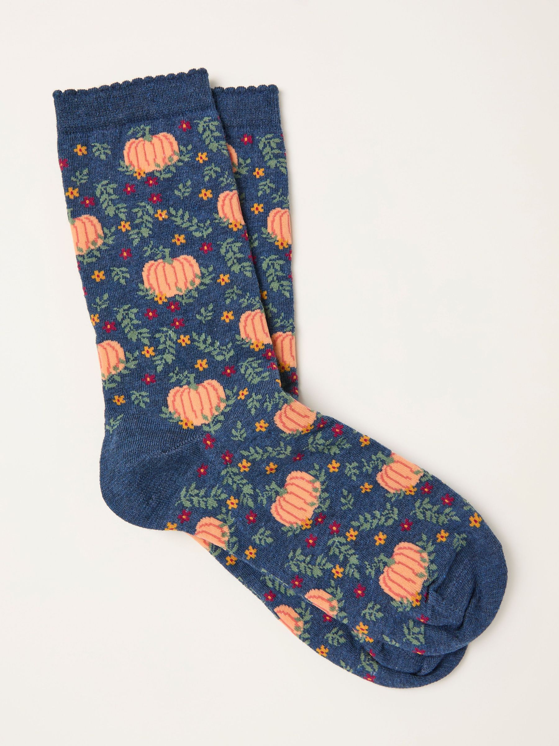 Navy Pumpkin Socks (F89610) | £7.50