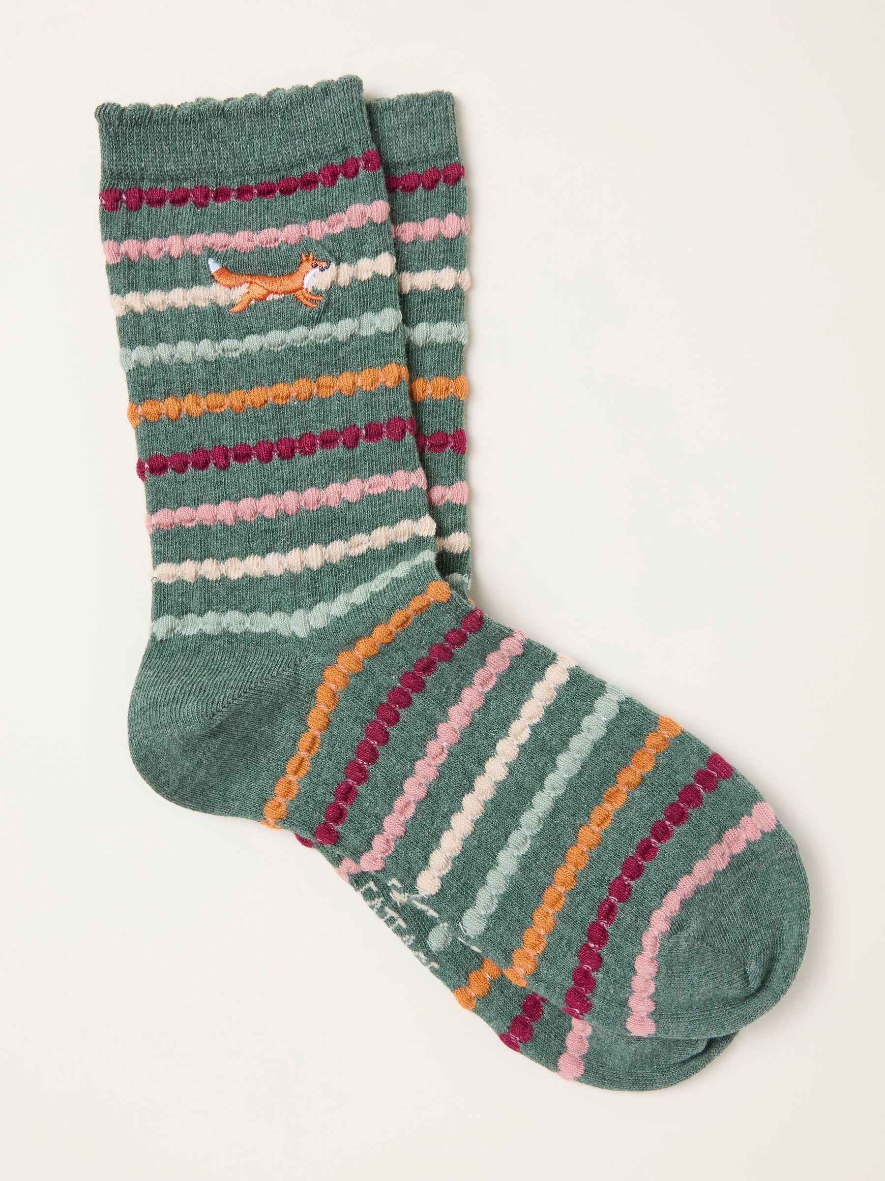 Green Fox Embroidered Socks (F89611) | £7.50