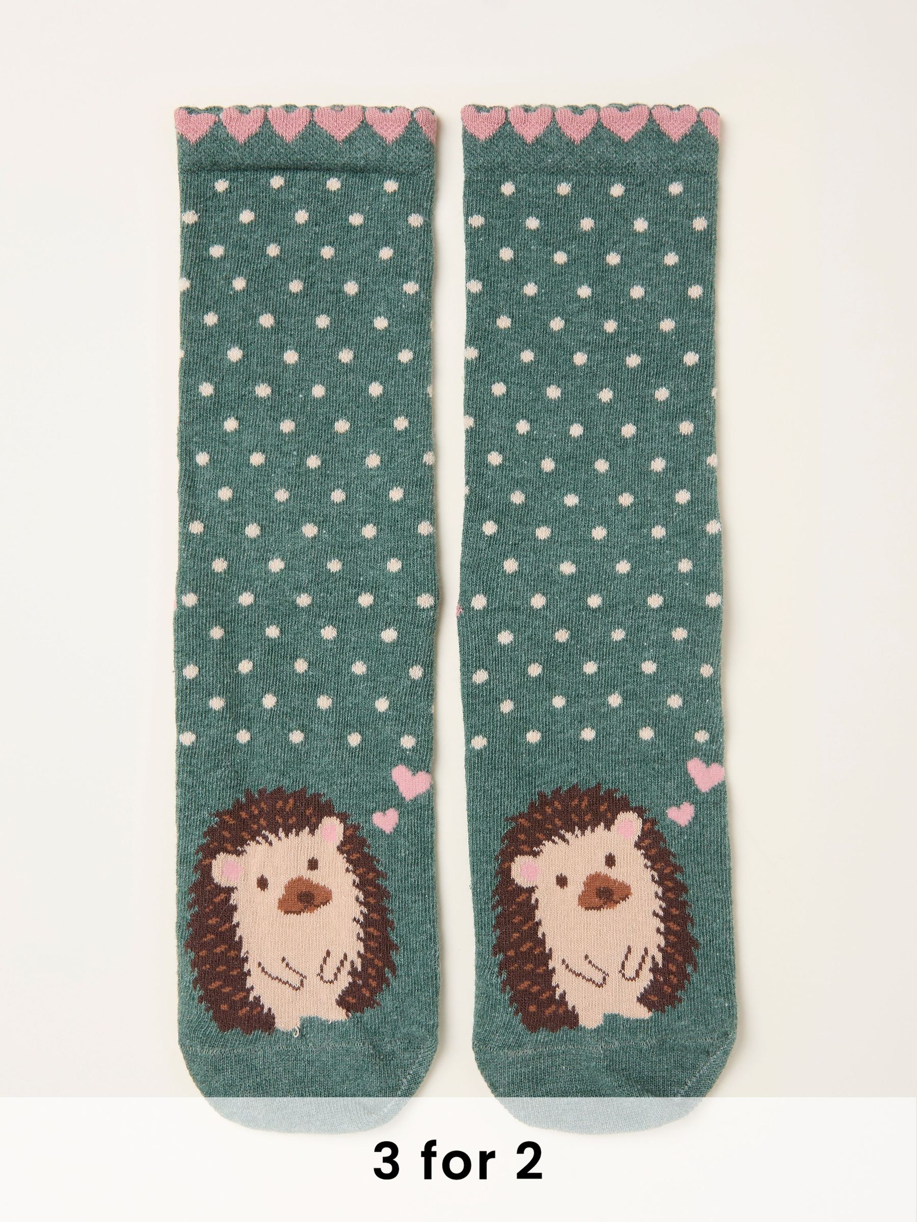 Green Fluffy Hedgehog Socks (F89612) | £7.50