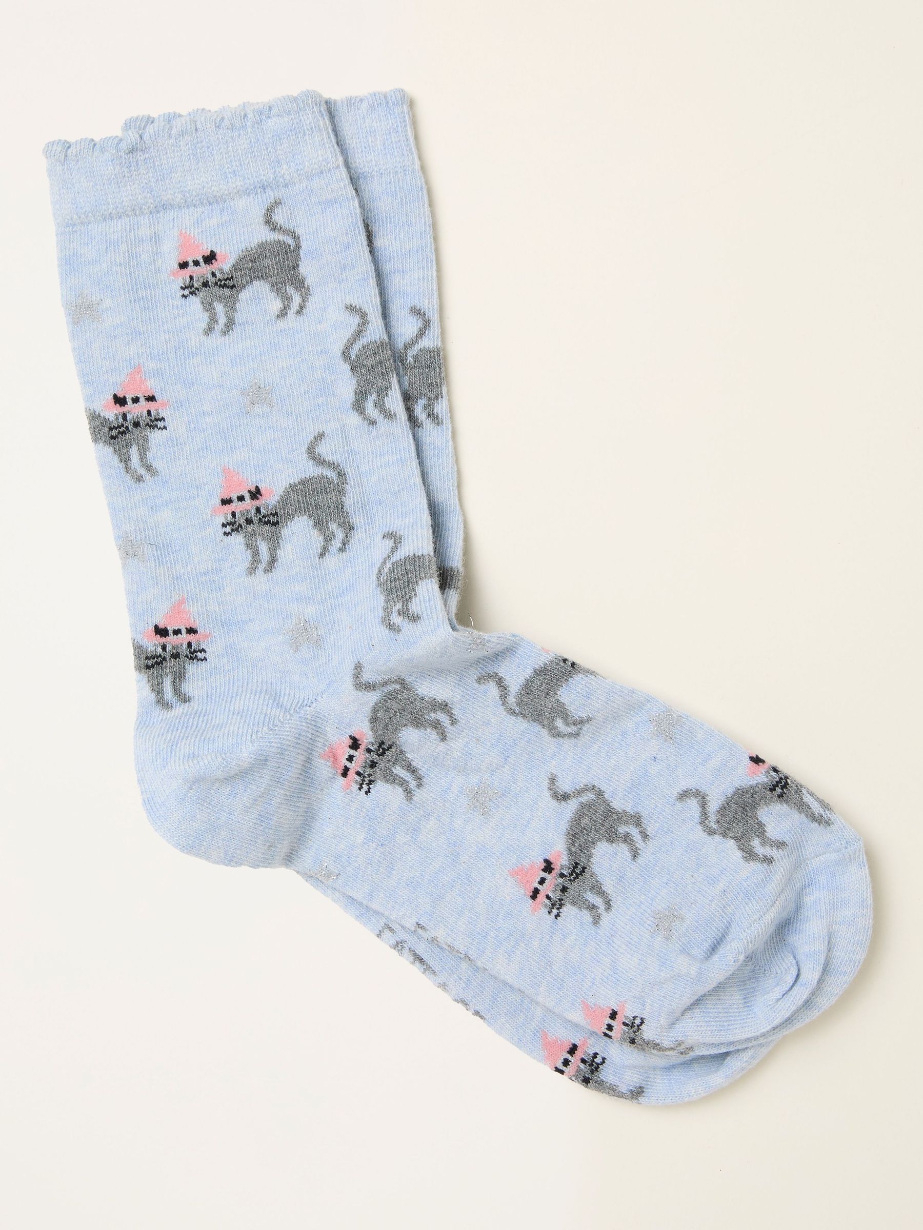 Blue Halloween Cat Socks (F89613) | £7.50