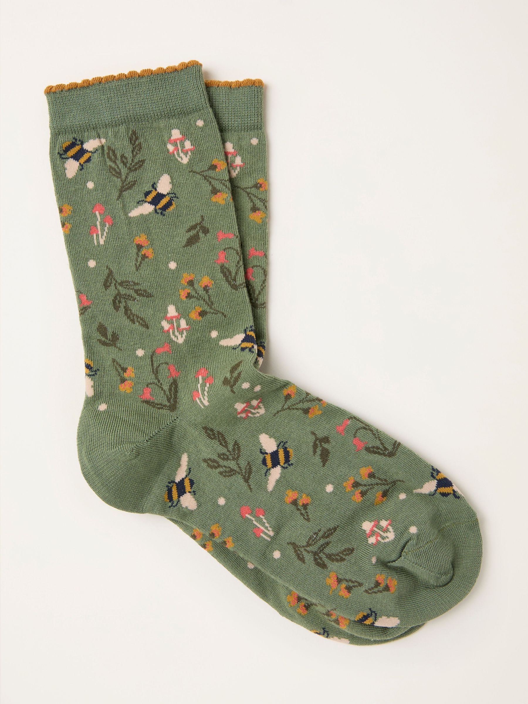 Green Floral Bee Socks (F89614) | £7.50
