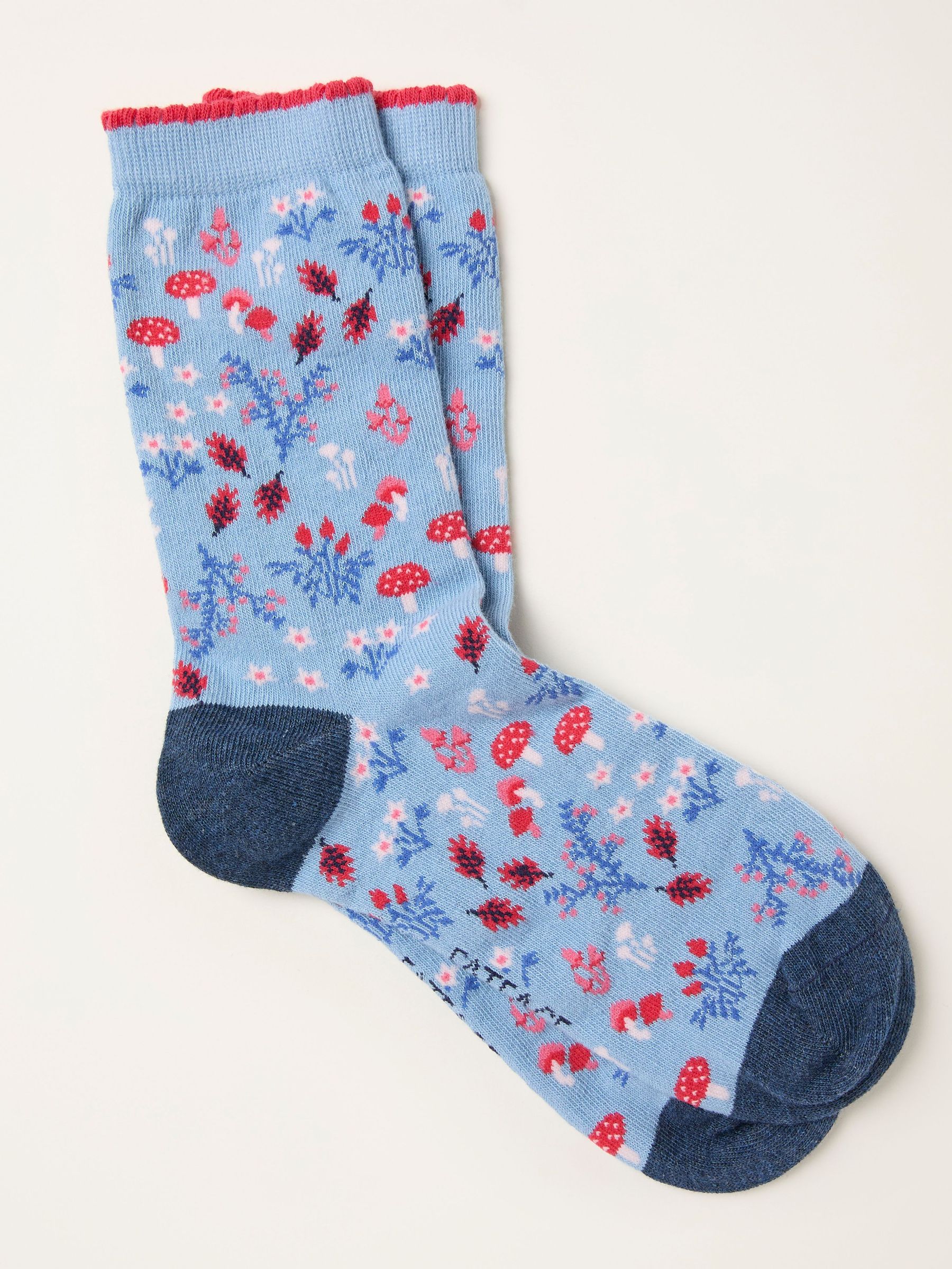 Blue Autumn Floral Socks (F89618) | £7.50