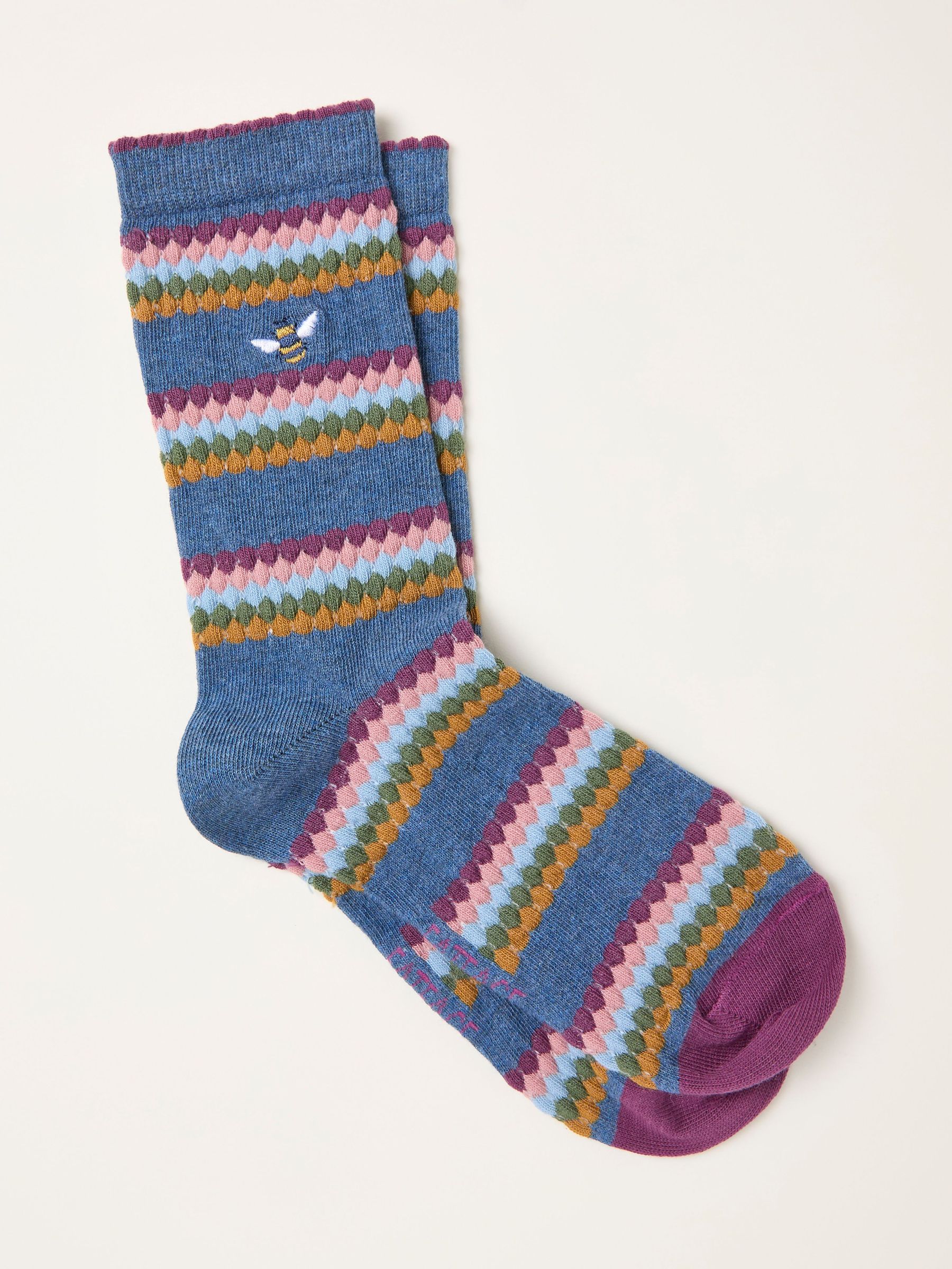 Navy Textured Bee Socks (F89620) | £7.50