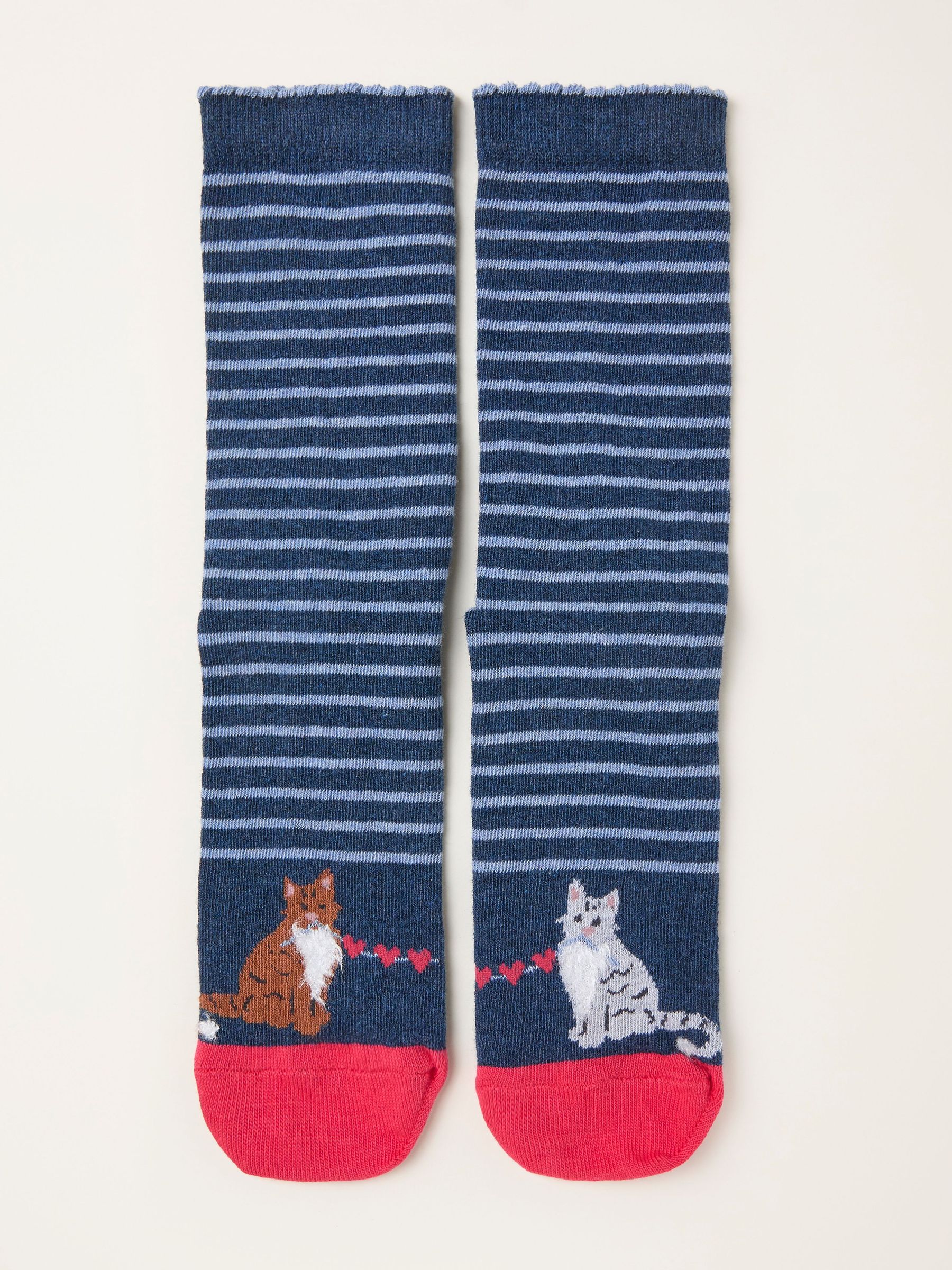 Navy Cat Socks (F89623) | £7.50