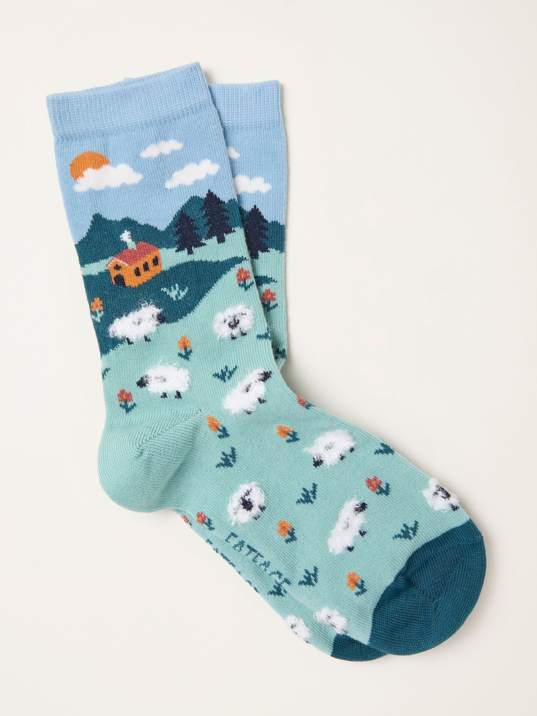 Navy Sheep Scene Socks (F89625) | £7.50