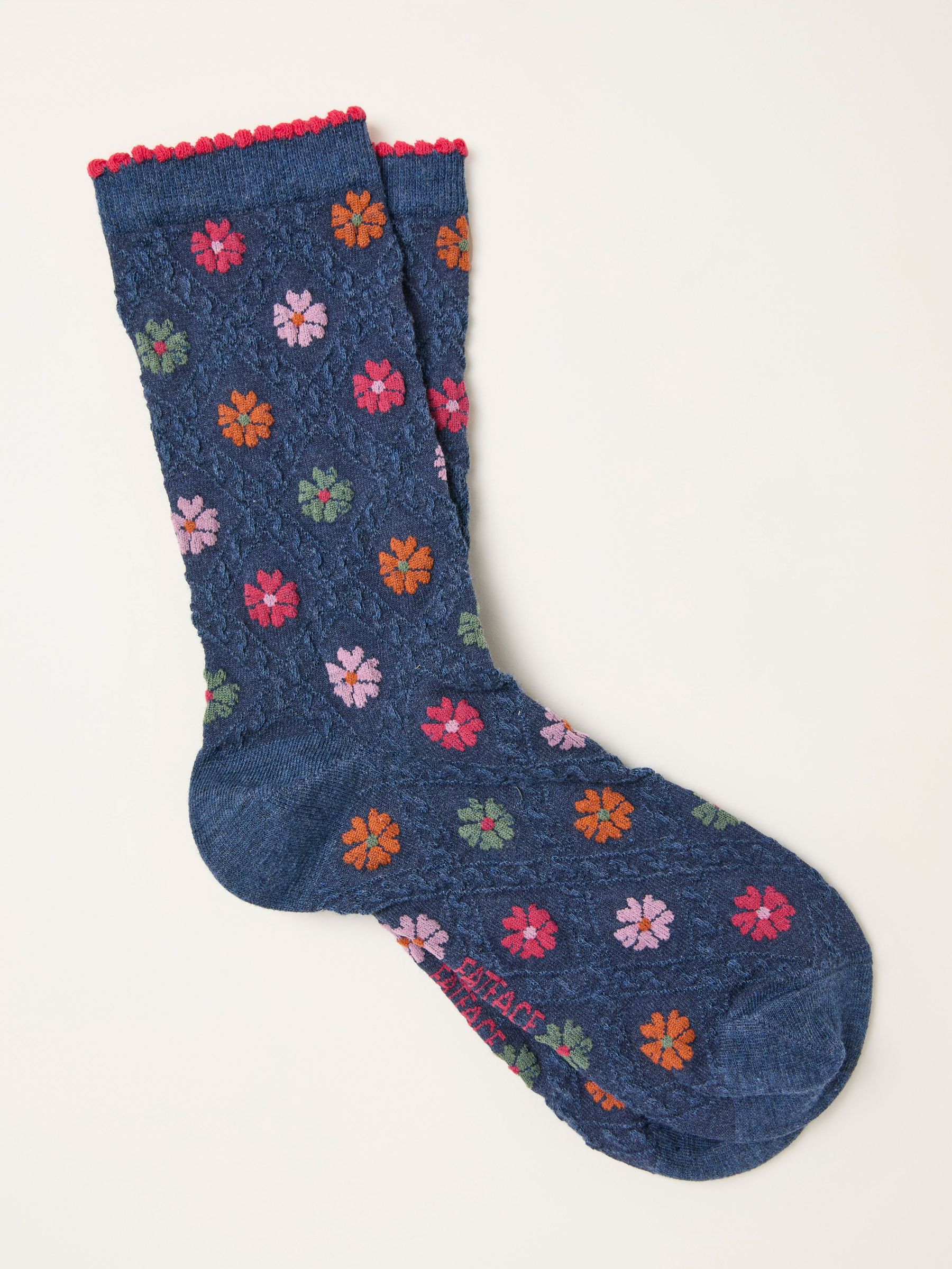 Navy Textured Floral Socks (F89628) | £7.50