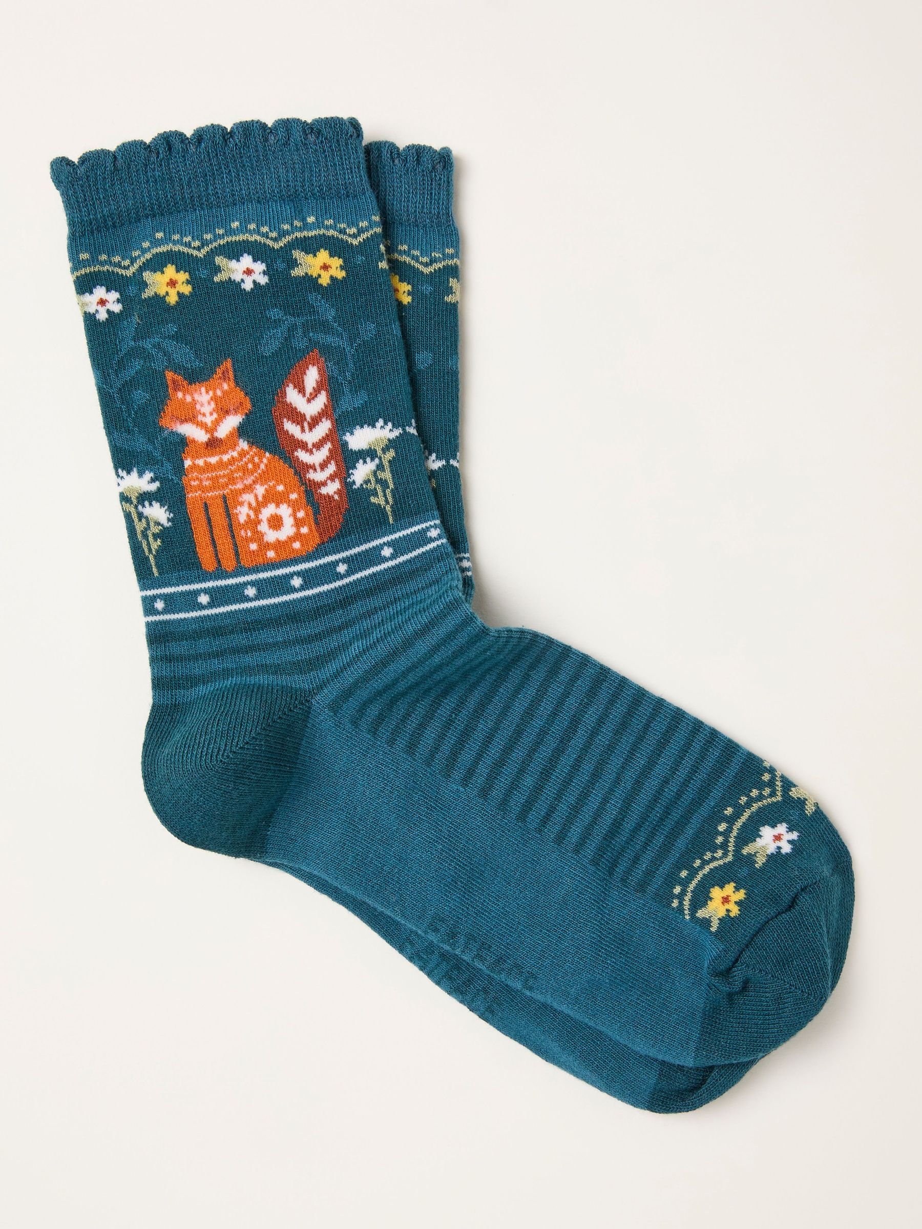 Teal Blue Fox Socks (F89629) | £7.50