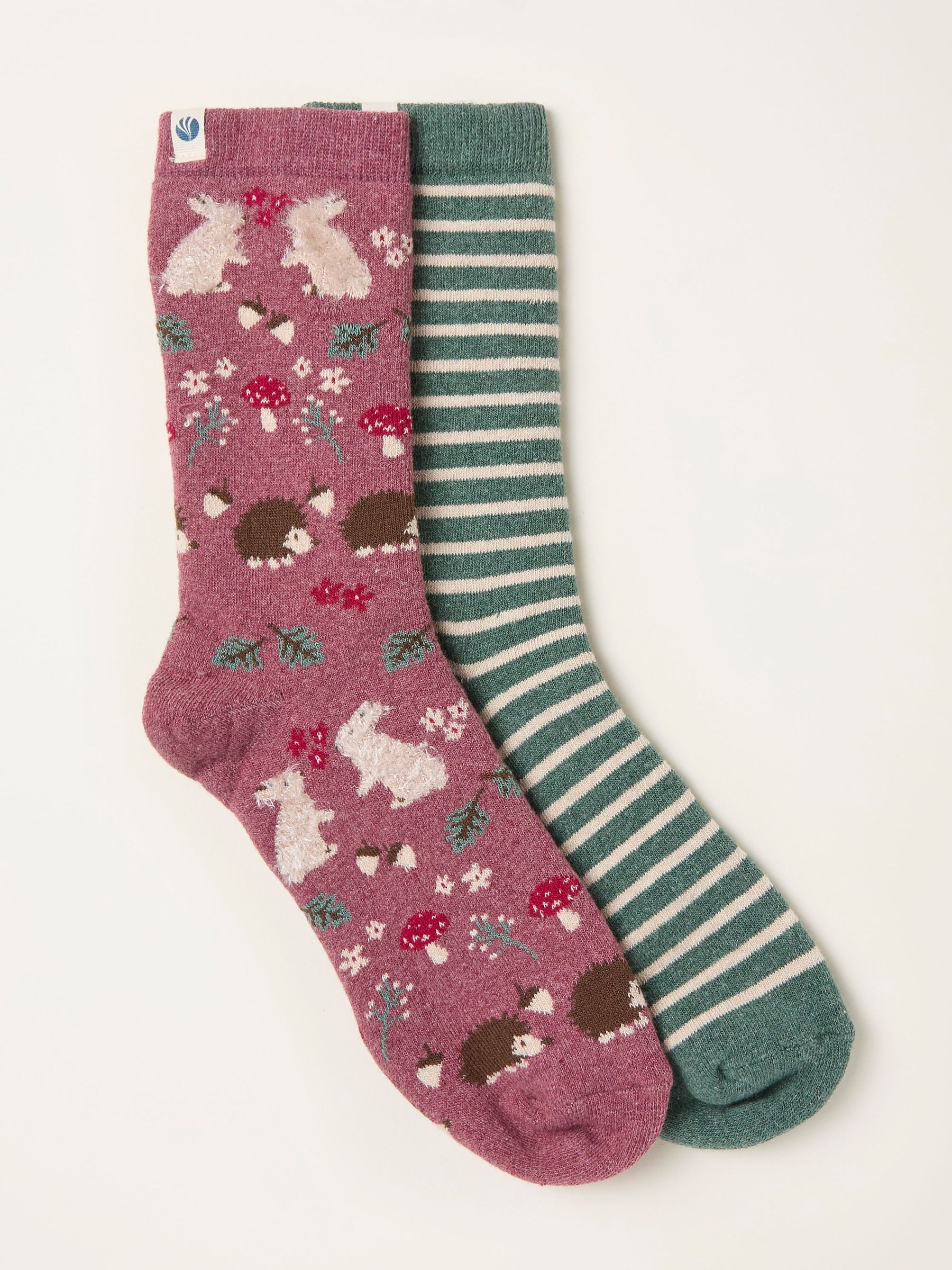 Purple 2 Pairs of Woodland Welly Socks (F89630) | £14