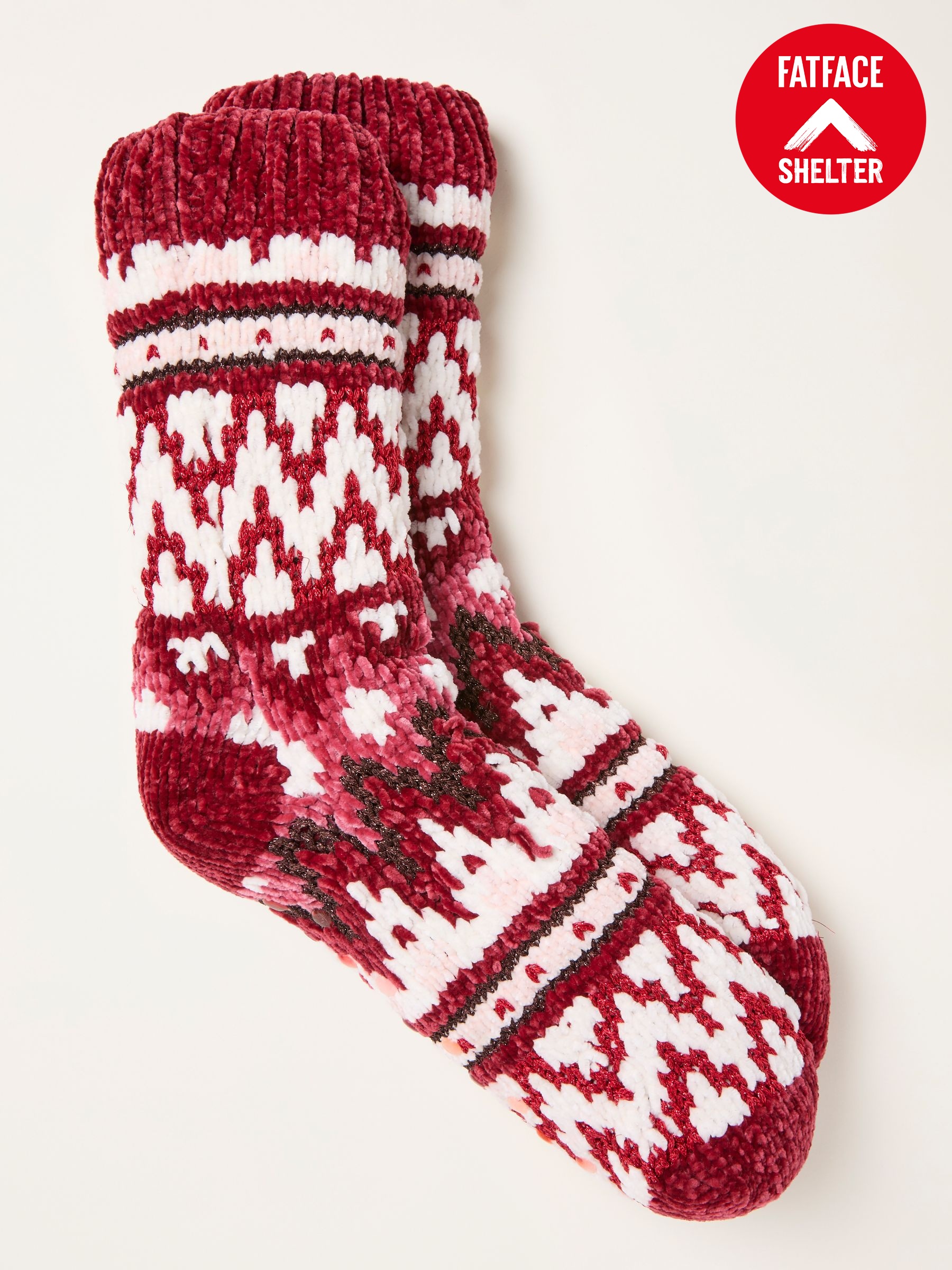 Red Shelter Fairisle Slipper Socks (F89631) | £25