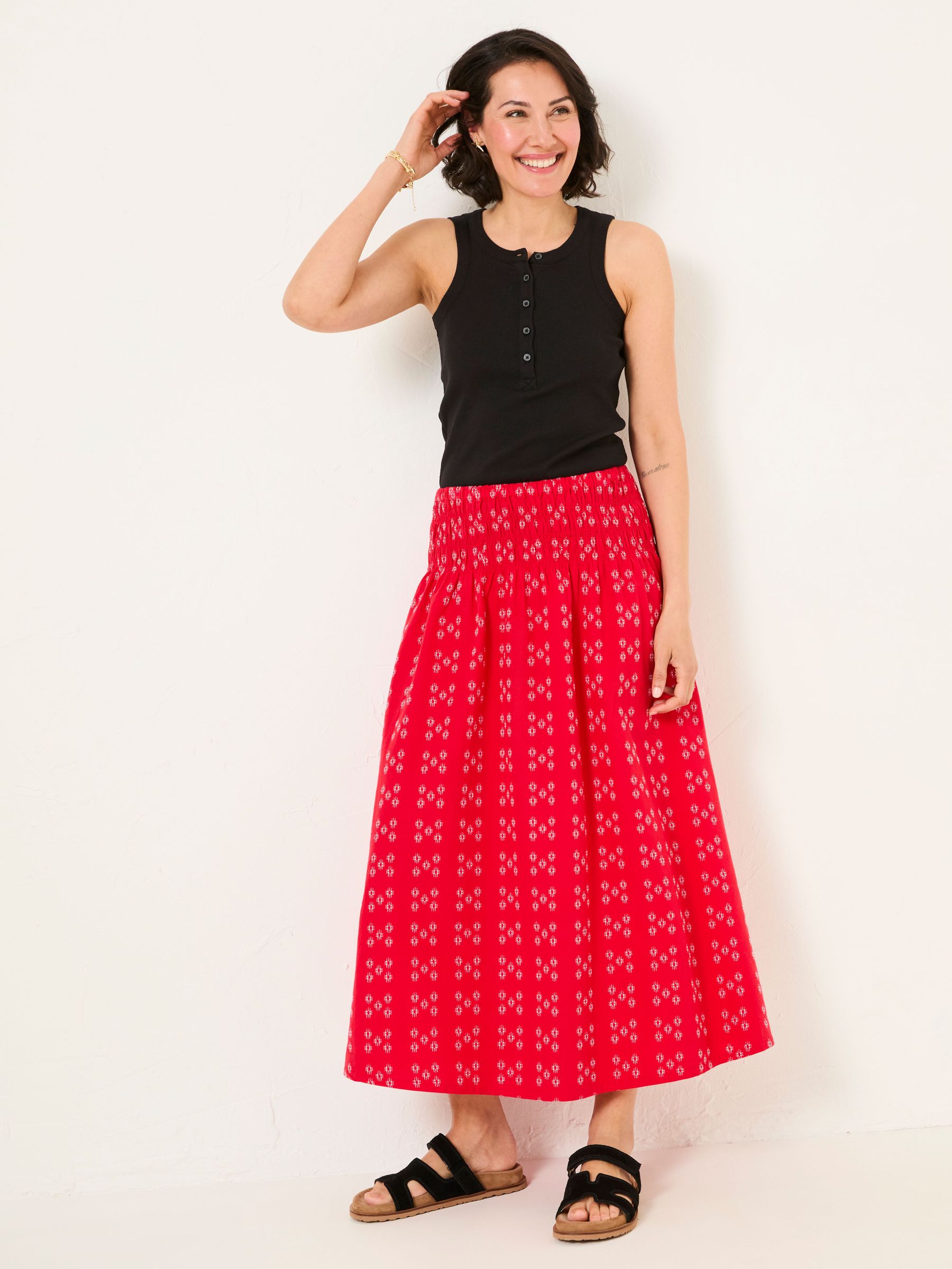 Mary Red Jacquard Midi Skirt (F89940) | £55