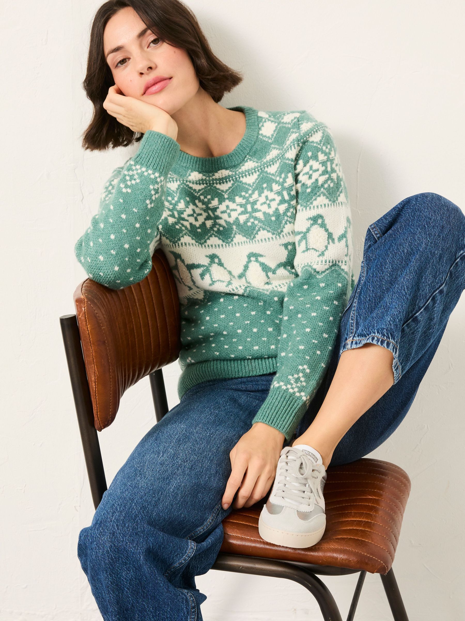 Teal Green Penguin Knitted Jumper (F90876) | £49.50