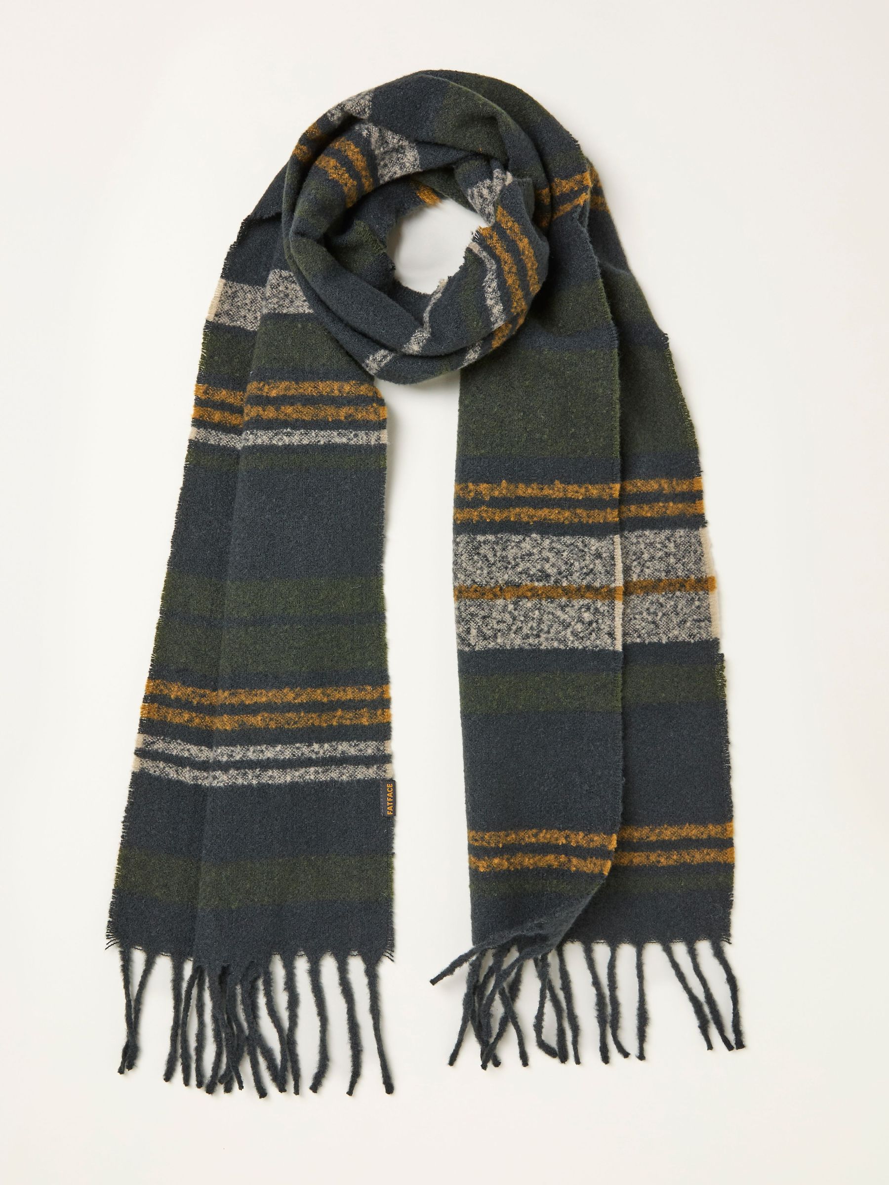 Khaki Green Stripe Scarf (F90937) | £29.50