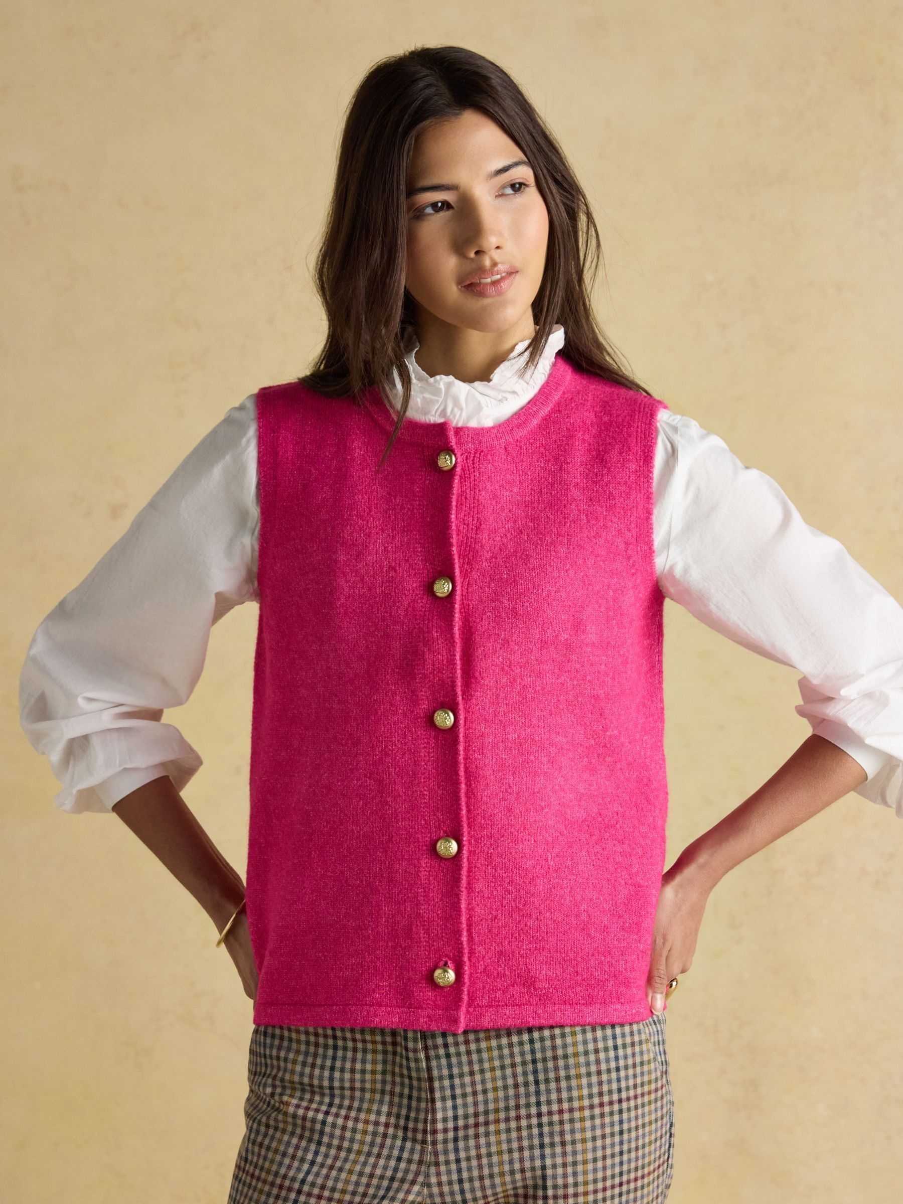 Holly Pink Fushsia Button Through Knitted Vest (F91091) | £48