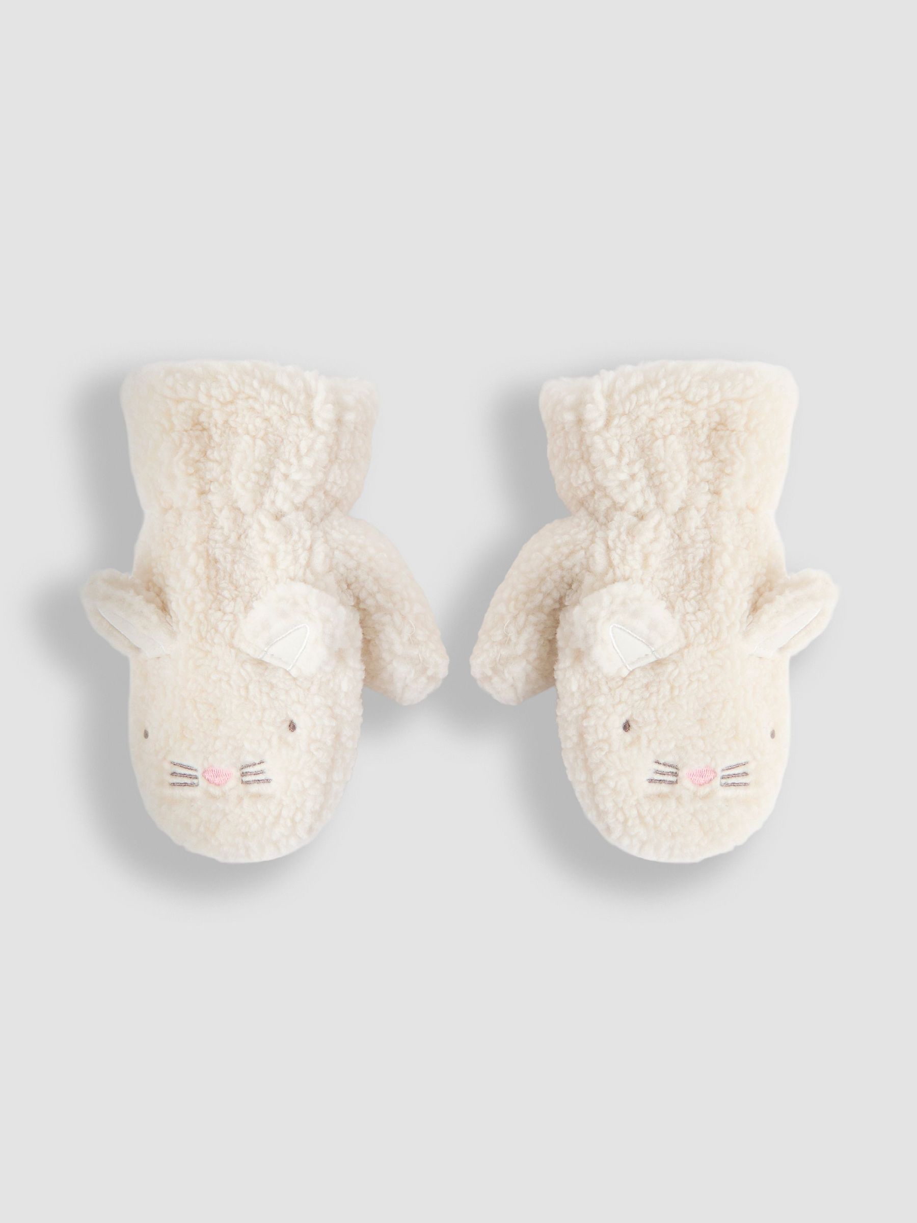 Cream Bunny Borg Mittens (F91264) | £15.50