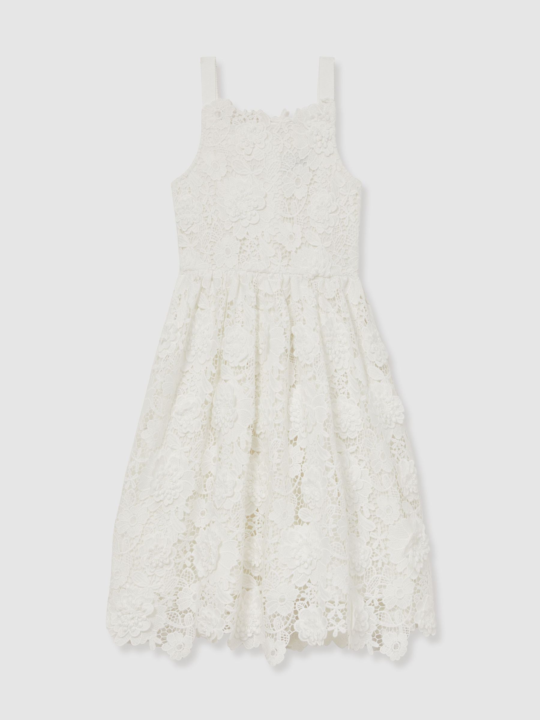 Guipure-Lace Midi Dress in Ivory (F91361) | £113