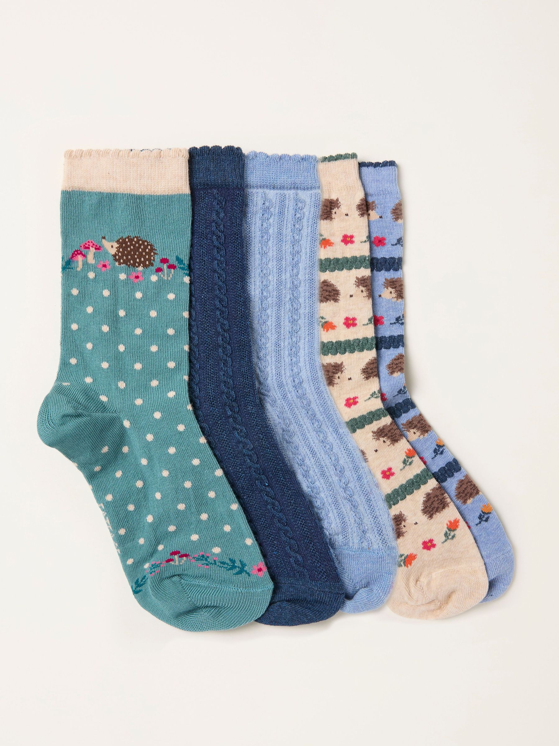Multi 5 Pairs of Hedgehog Socks (F91592) | £20