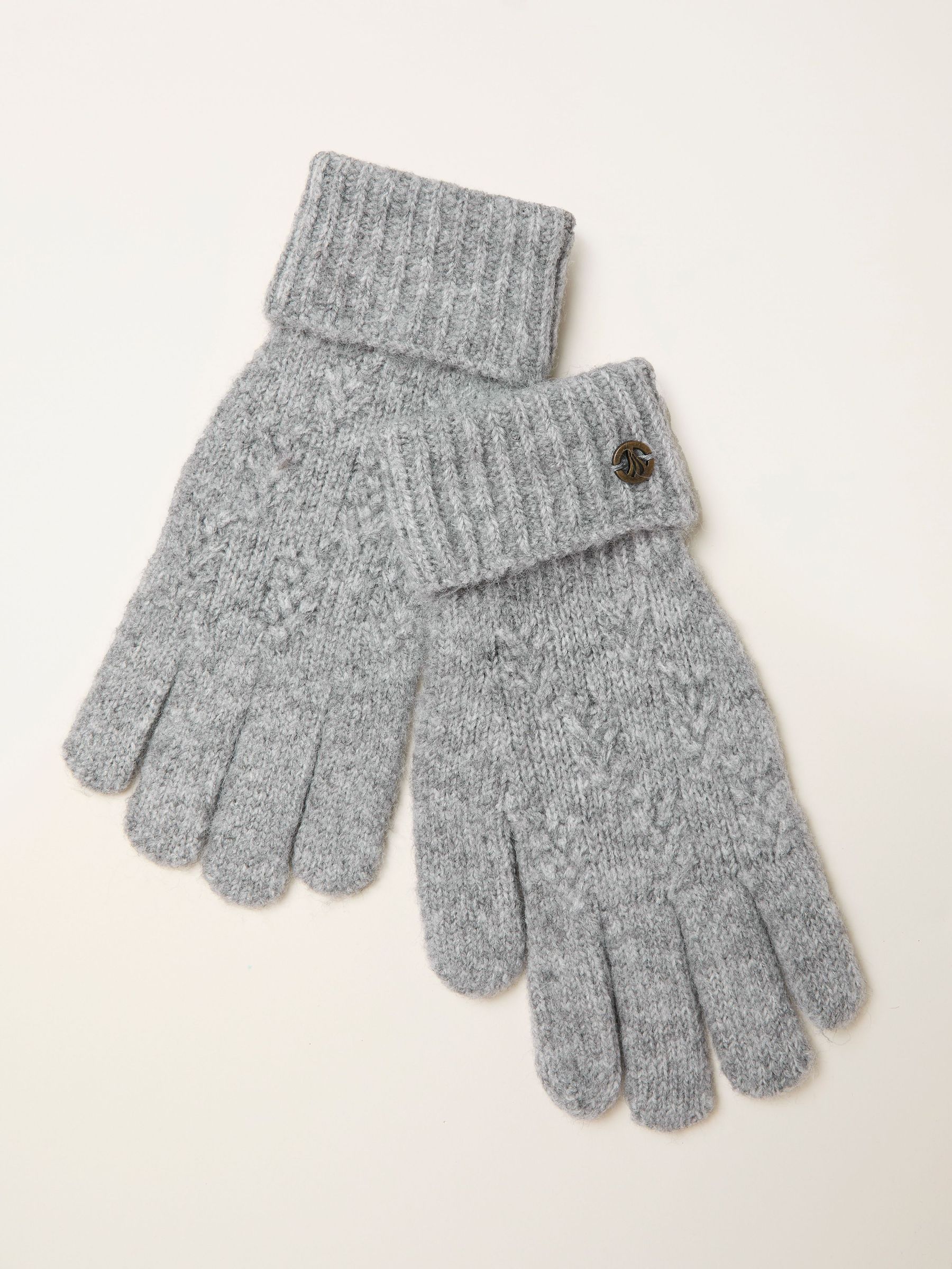 Grey Leaf Knit Gloves (F94684) | £18