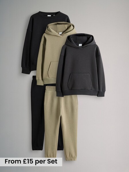 5 Piece Crew Neck Sweat Hoodie And Cuffed Leg Joggers Set (F94885) | £30 - £39