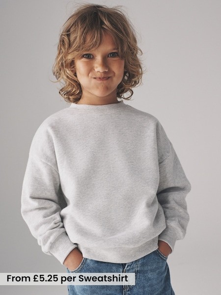 Navy/Blue/Cream/Grey Marl - 4 Pack Crew Neck Jersey Sweatshirts (F94888) | £21 - £29