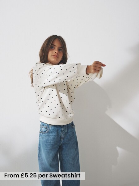 Pink/Spot/Brown - 4 Pack Crew Neck Jersey Sweatshirts (F94889) | £21 - £29
