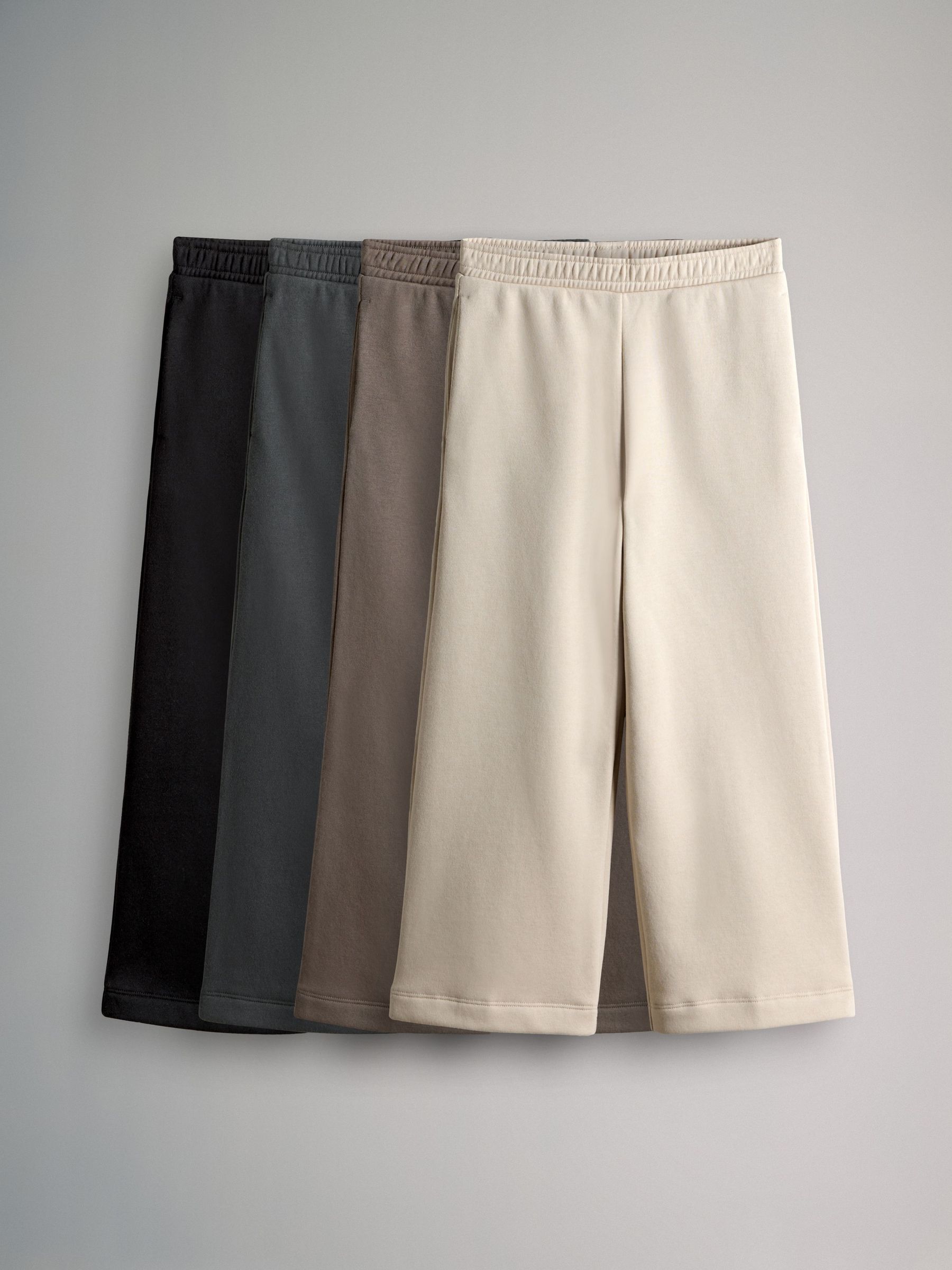 Black/Grey/Brown/Cream - 4 Pack Wide Leg Jersey Joggers (F94943) | £24 - £29
