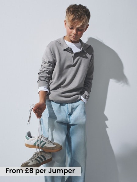3 Pack Long Sleeve Knitted Collar Jumpers (F94955) | £24 - £30