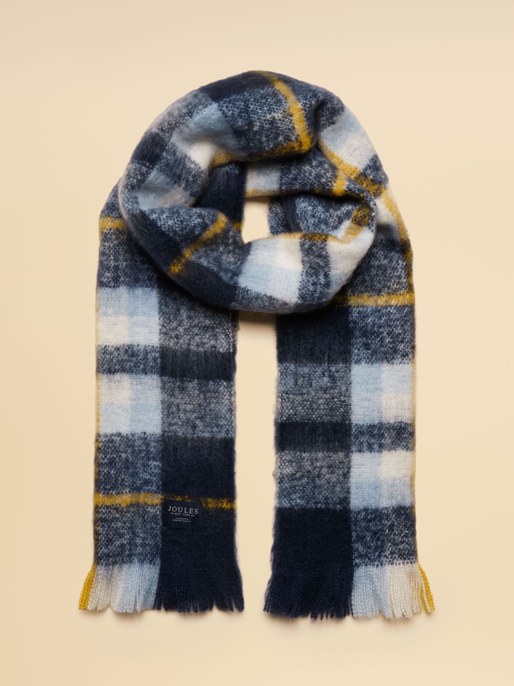 Betsy Navy Yellow Brushed Scarf (F95687) | £19