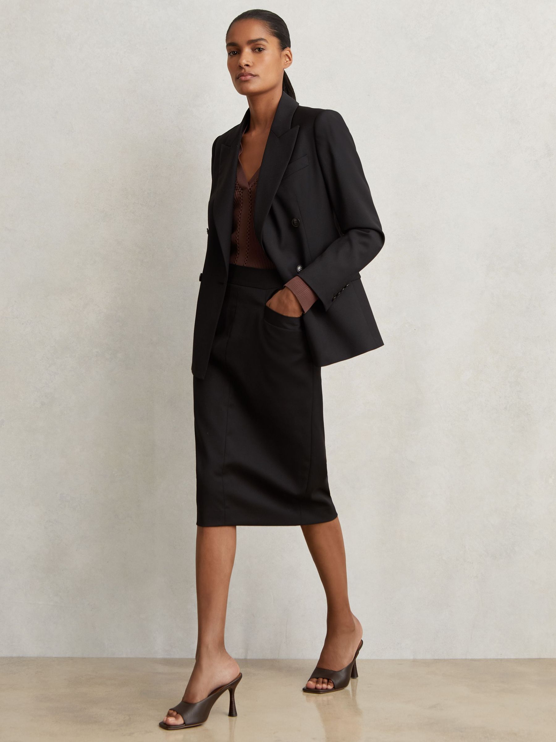 Wool-Blend Pencil Skirt in Black (F96483) | £118