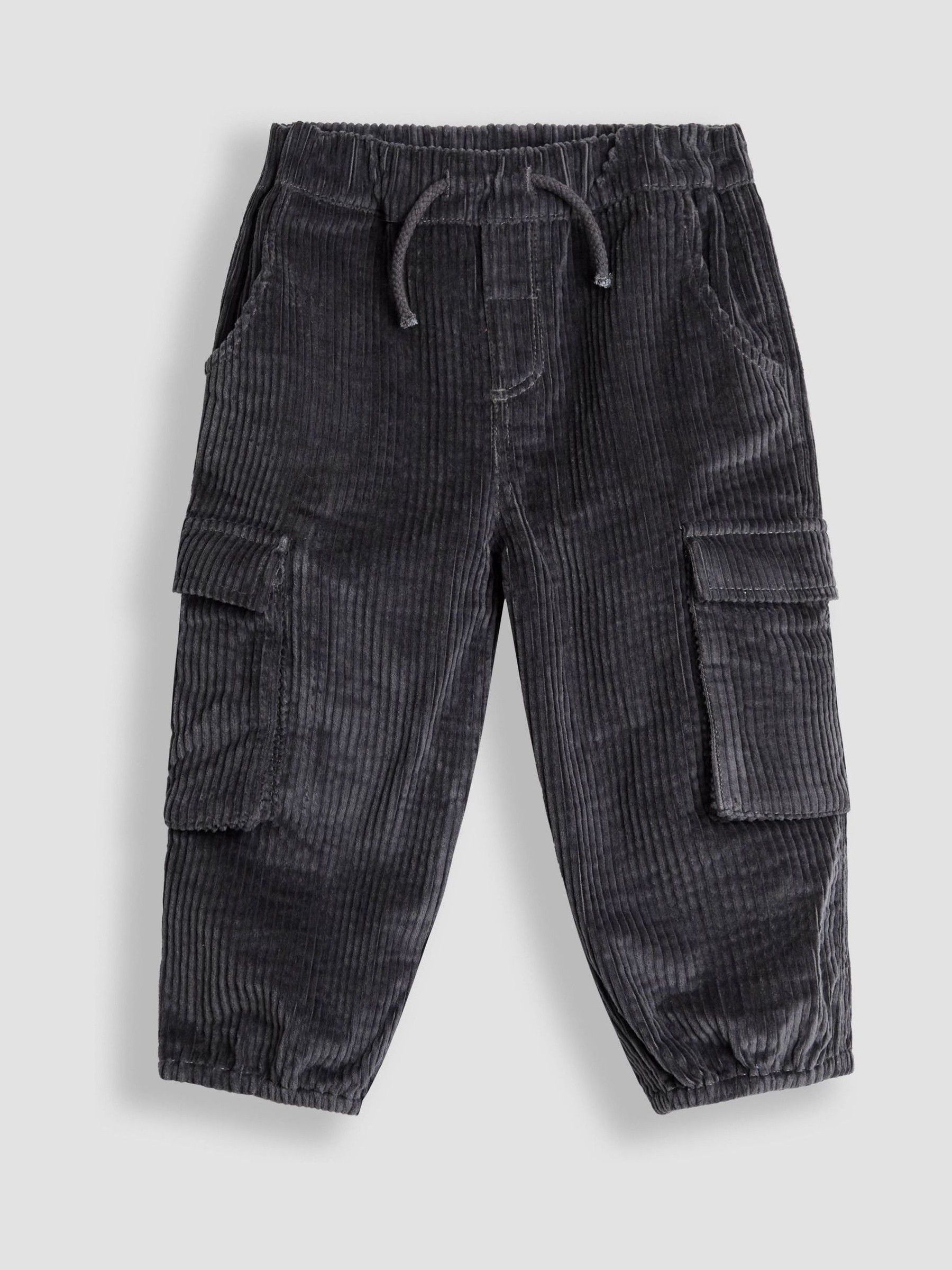 Charcoal Grey Cord Cargo Trousers (F96683) | £21 - £24