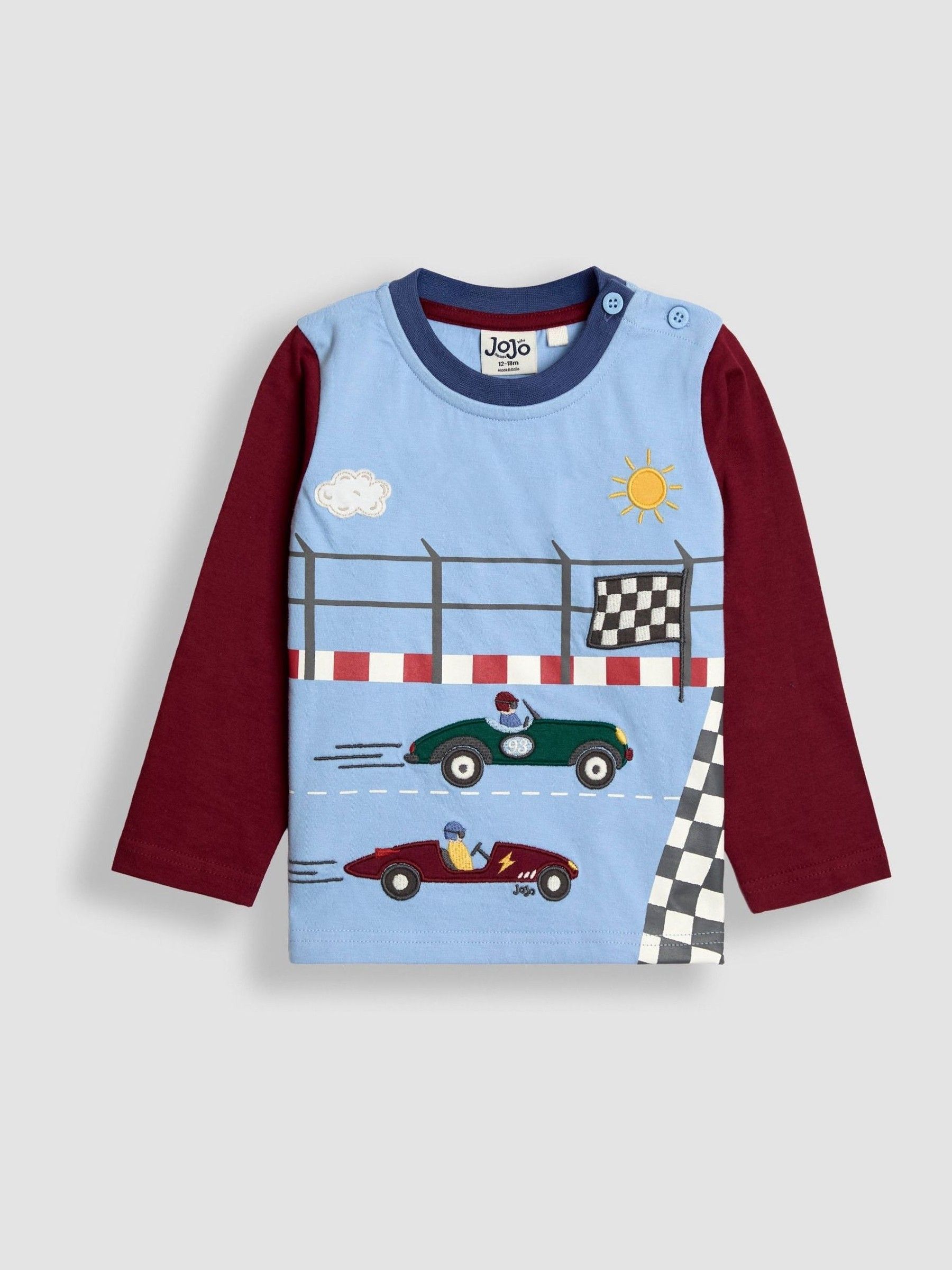 Burgundy Red Racer Appliqué Scene Top (F96684) | £15 - £18