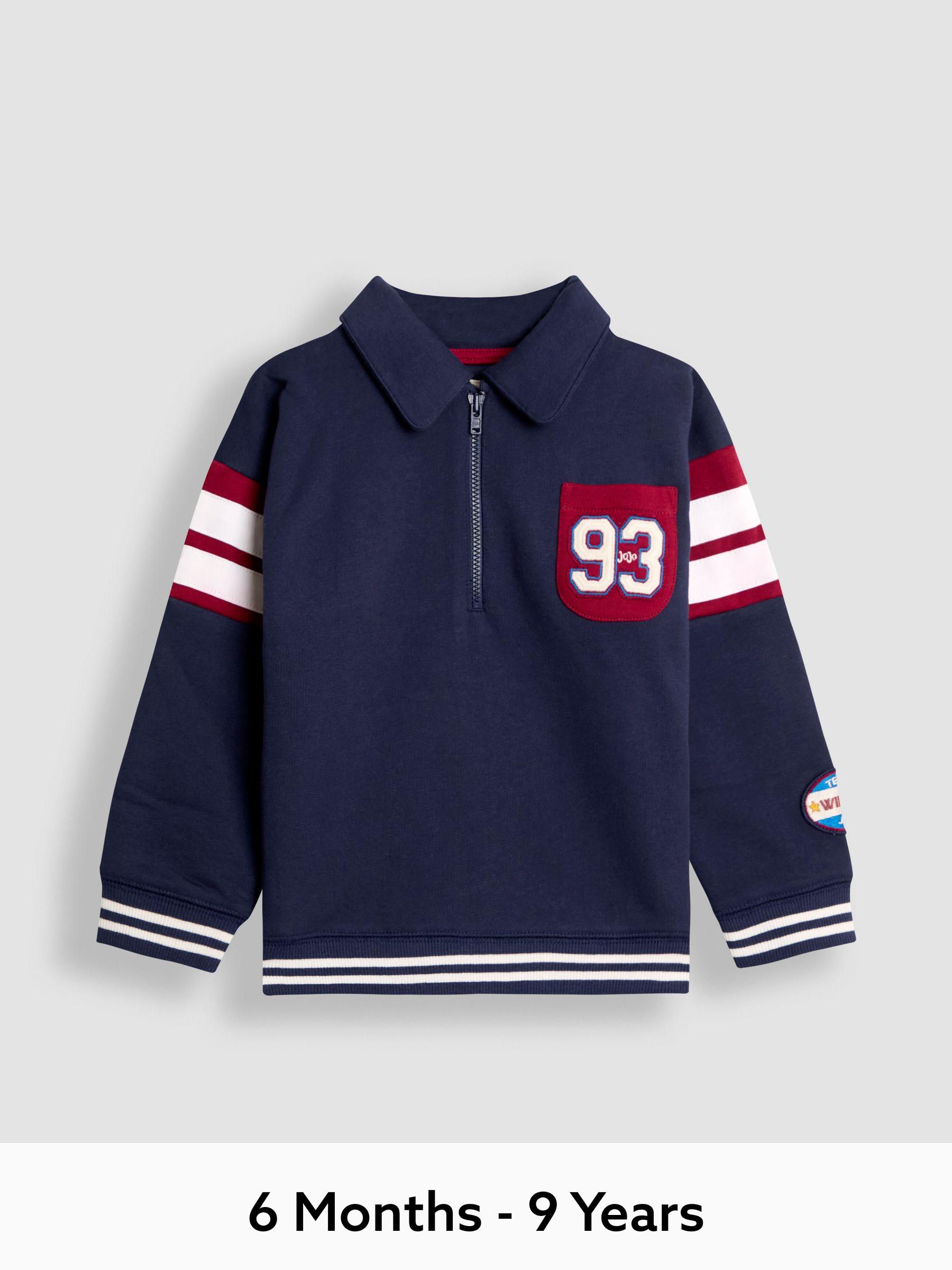 Navy Blue Varsity Half-Zip Sweatshirt (F96701) | £25 - £28