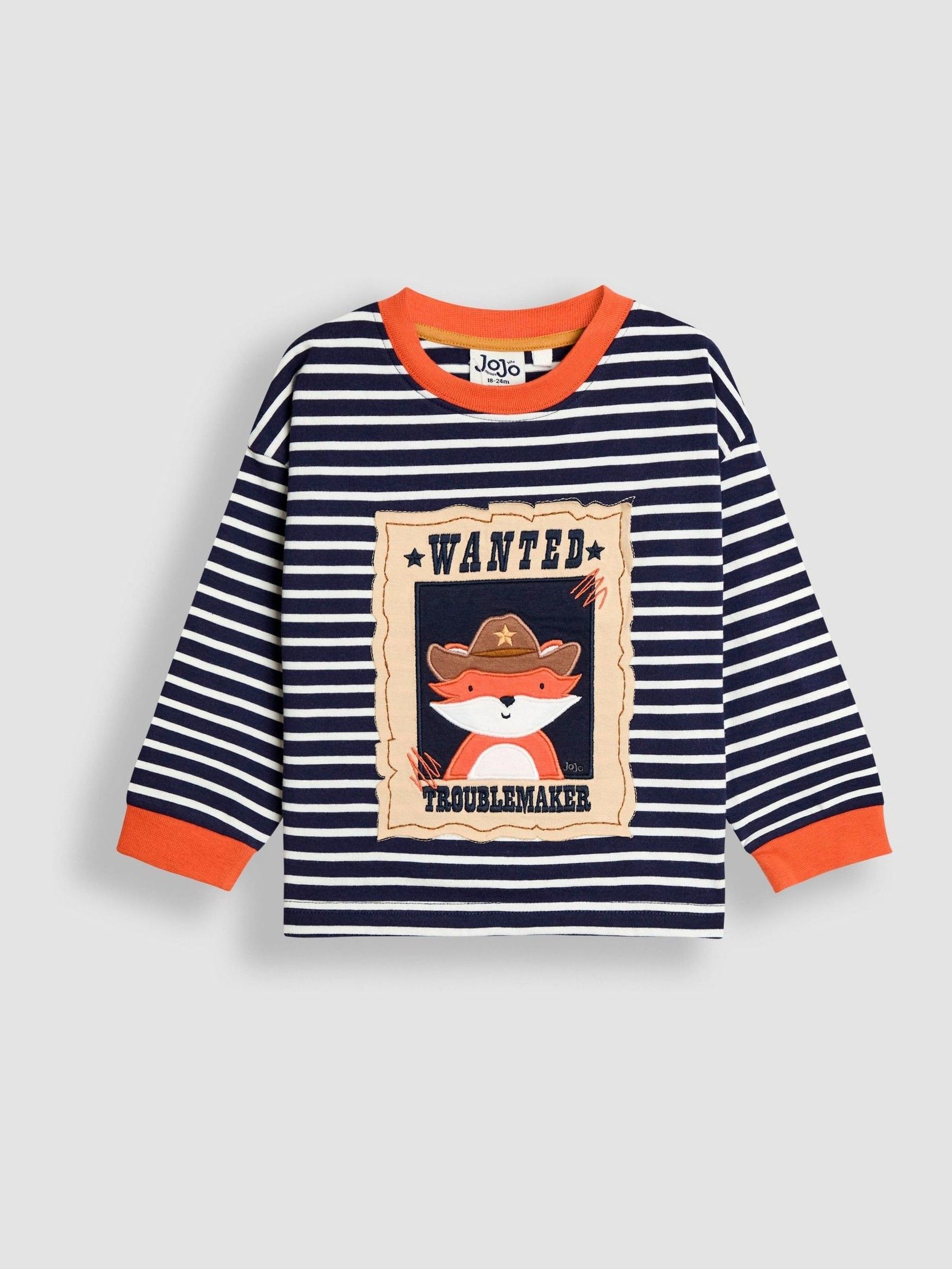 Navy Blue Fox Wanted Appliqué Top (F96702) | £17 - £20