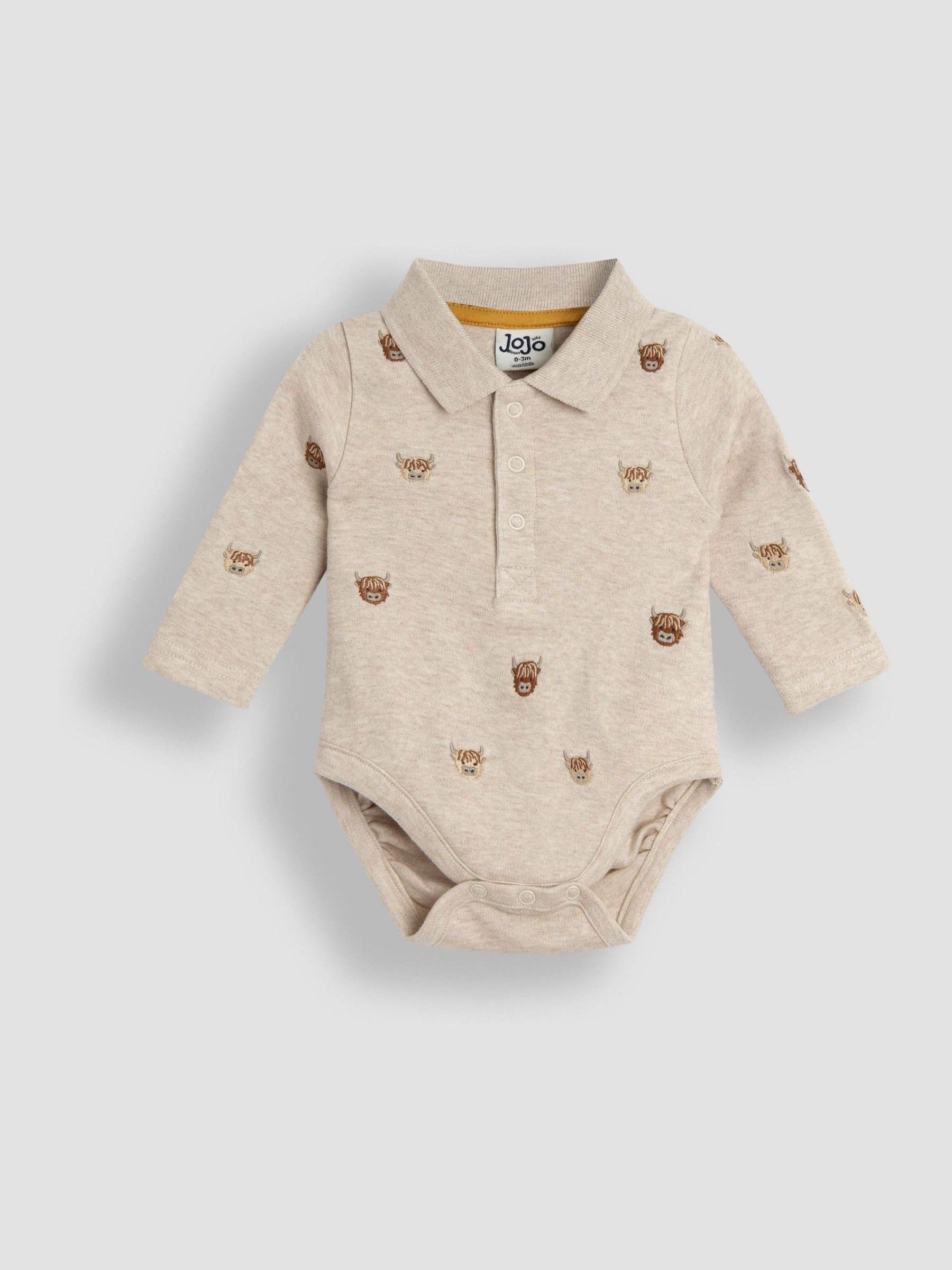 Natural Highland Cow Embroidered Polo Body (F96723) | £16 - £17