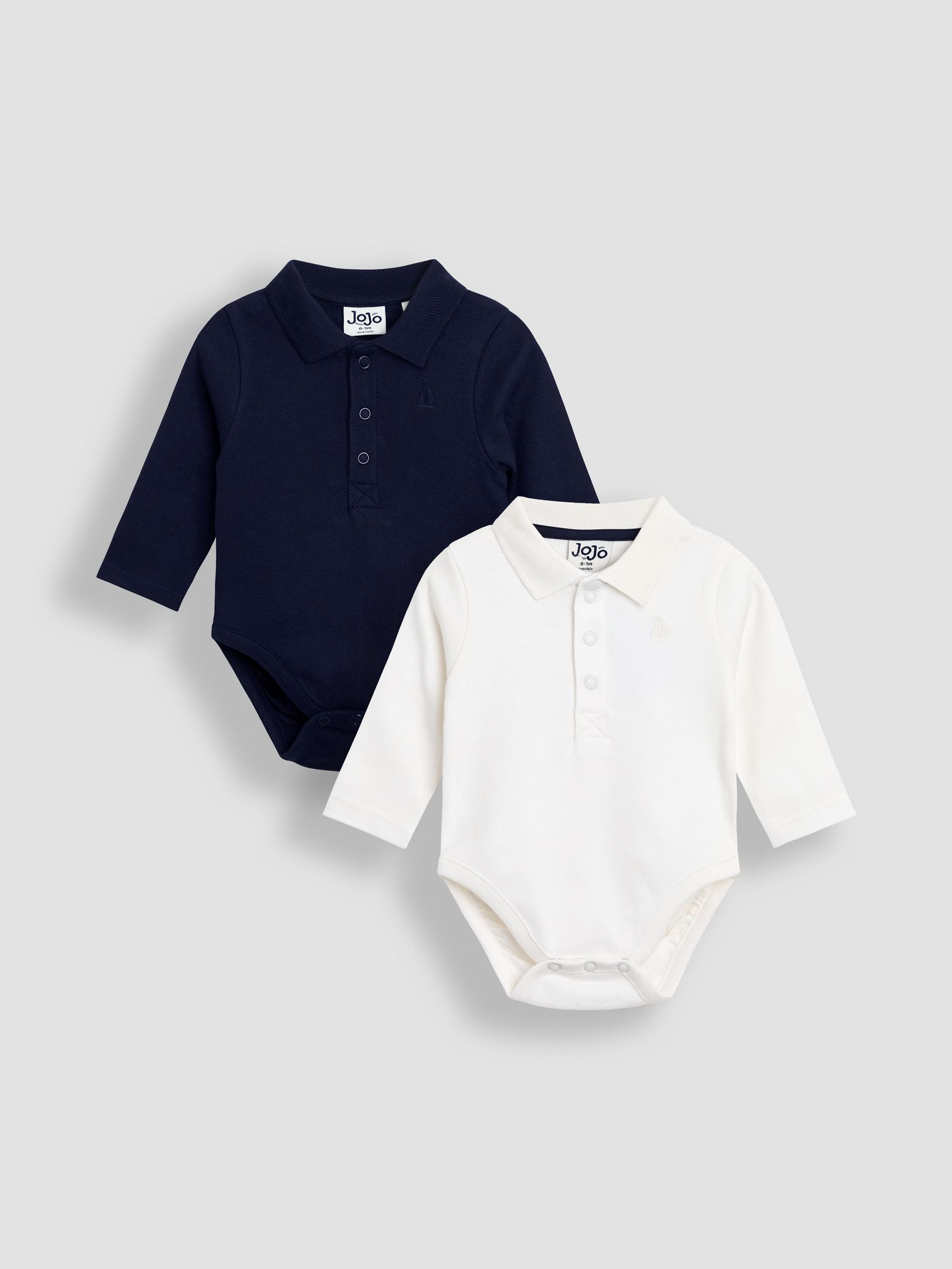 Navy Blue 2-Pack Plain Long Sleeve Polo Shirt Bodies (F96725) | £22 - £23