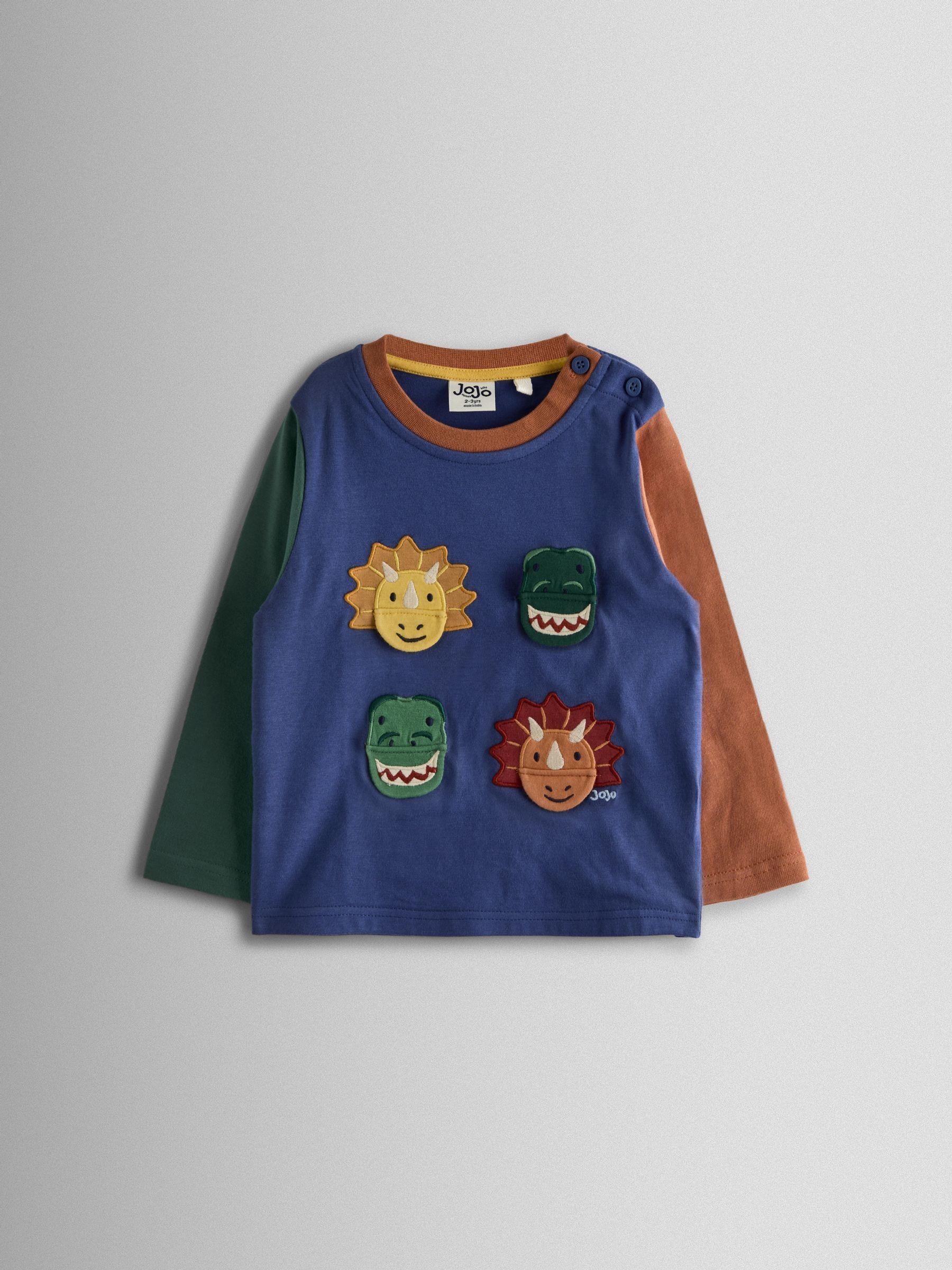 Indigo Blue Dino Interactive Appliqué Top (F96729) | £15 - £18