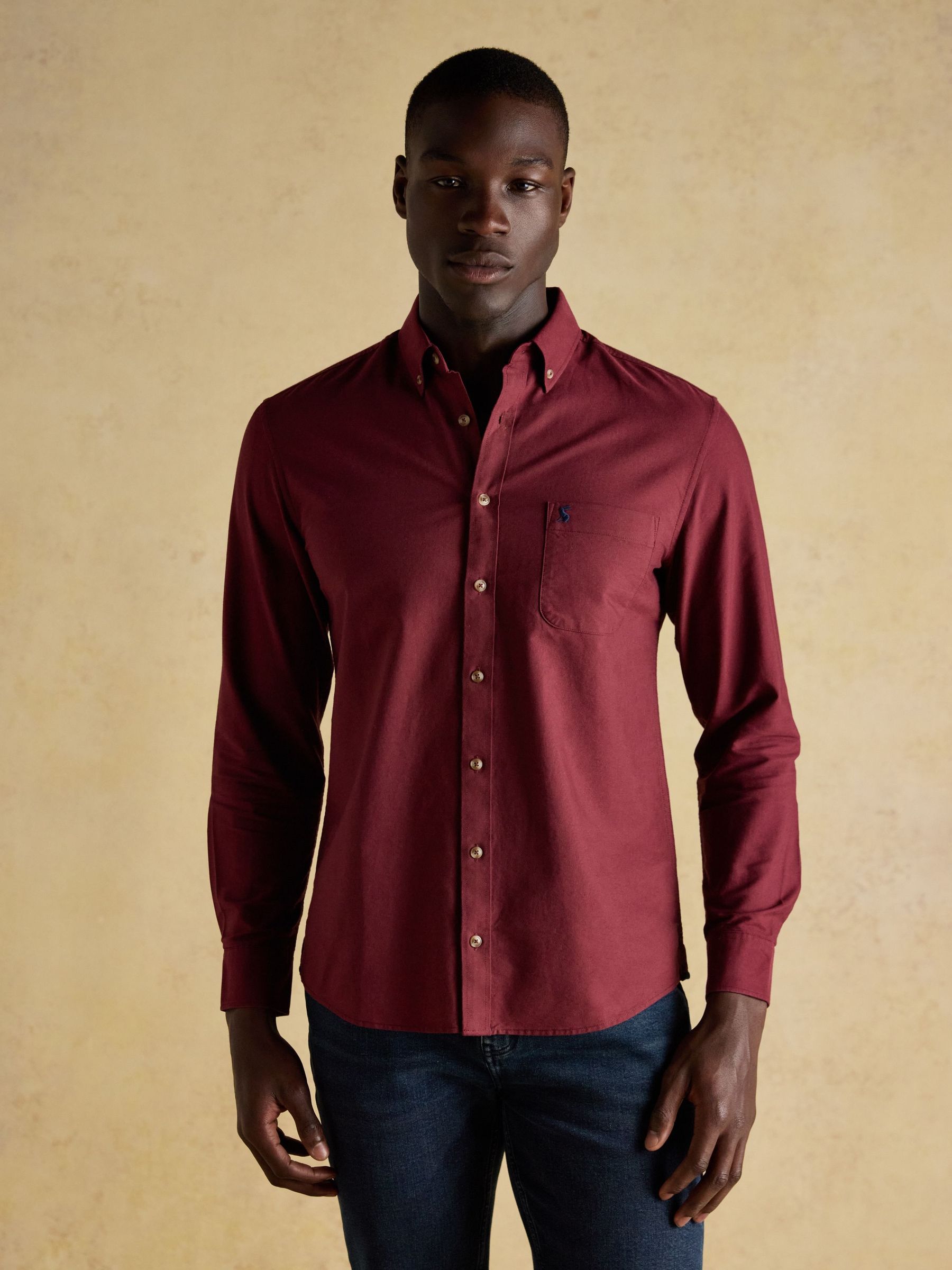 Oxford Classic Fit Burgundy Red Long Sleeve Cotton Shirt (F97491) | £35