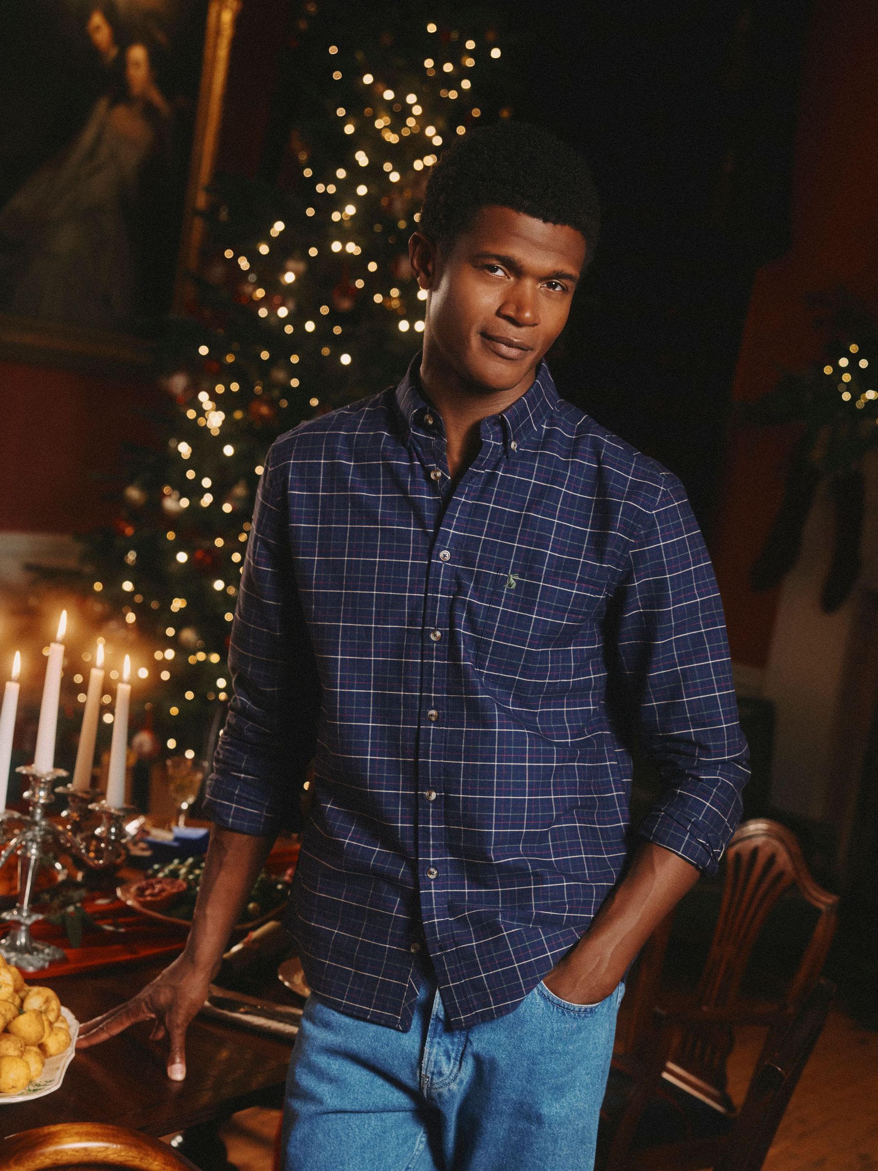 Oxford Classic Fit Navy Check Long Sleeve Cotton Shirt (F97496) | £39.50