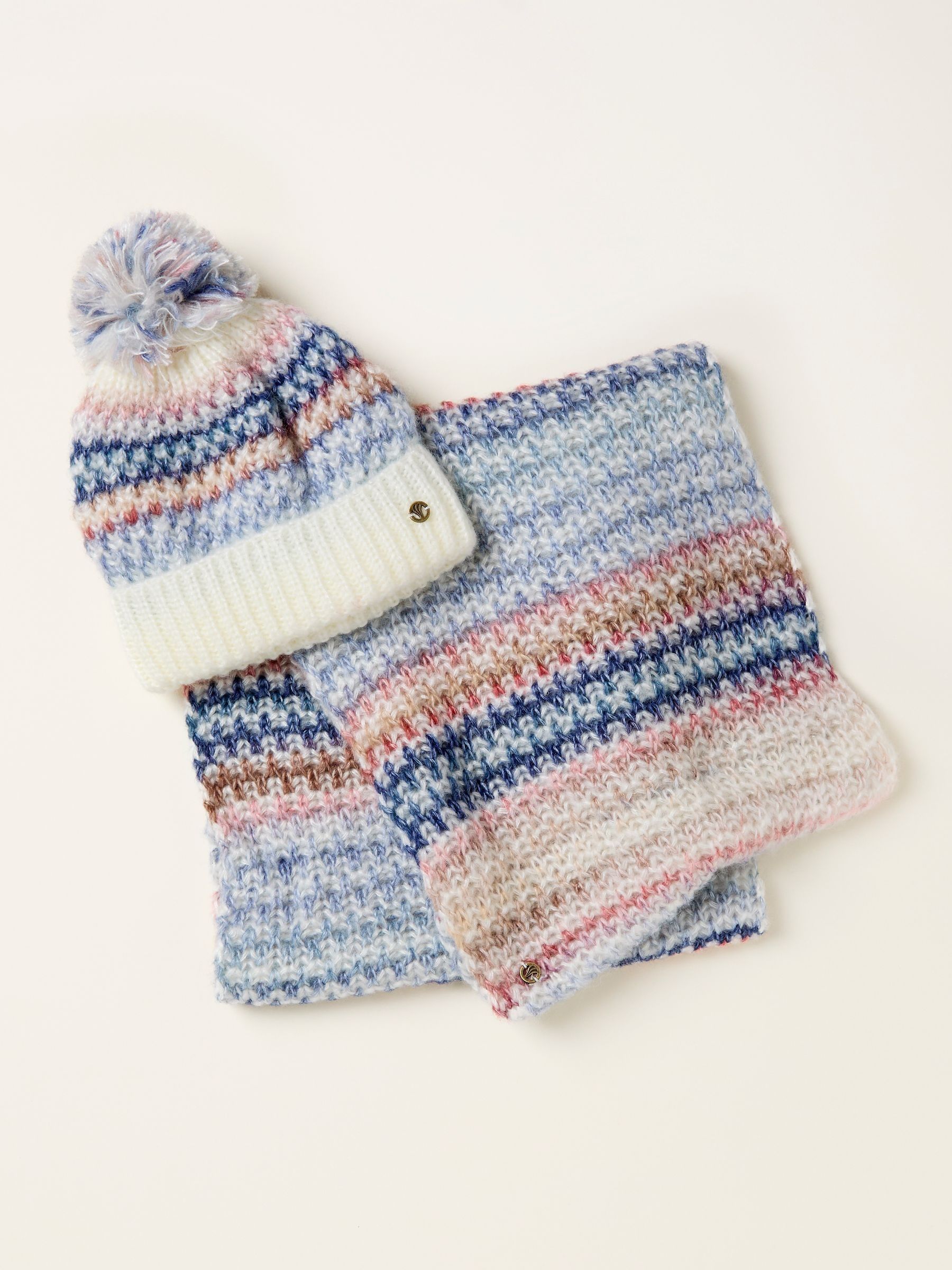 Blue Spacedye Bobble Hat and Snood Gift Set (F97613) | £39.50