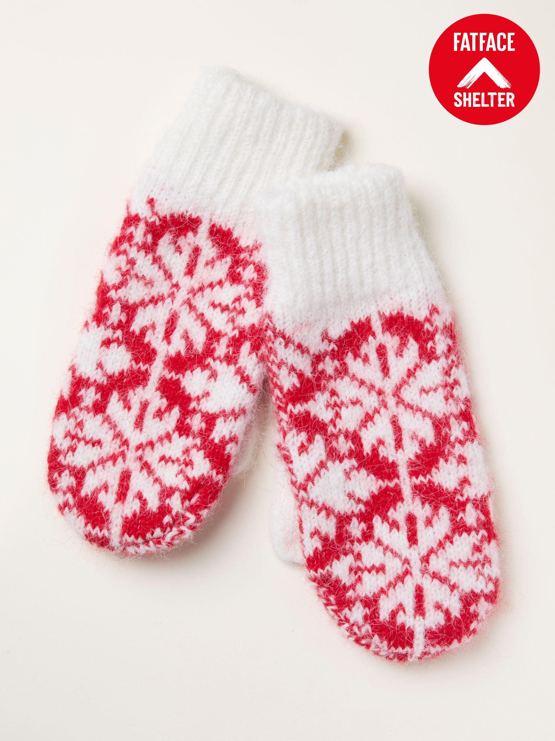Red Shelter Snowflake Fairisle Mittens (F97649) | £22.50