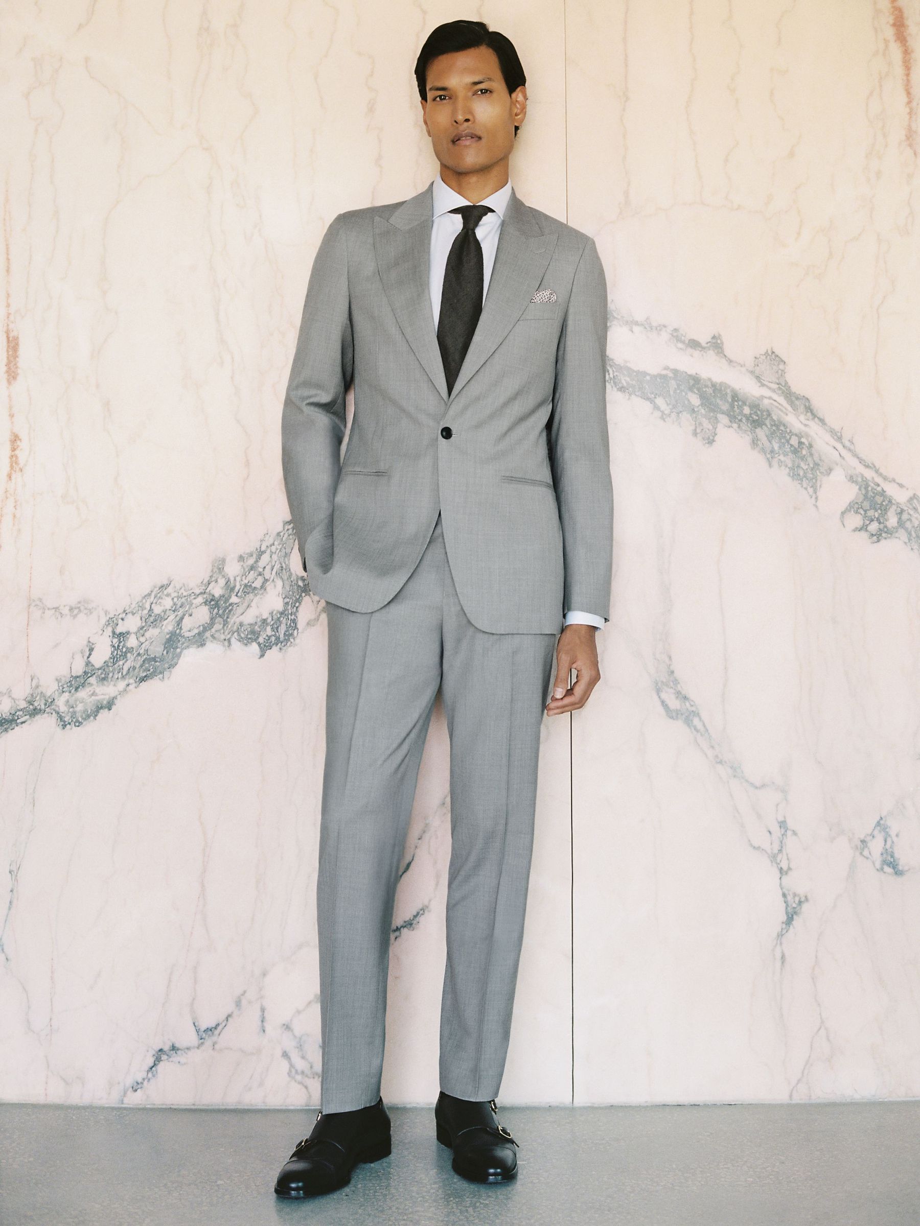 Slim-Fit Wool Suit Trousers in Mid Grey (F97672) | £168