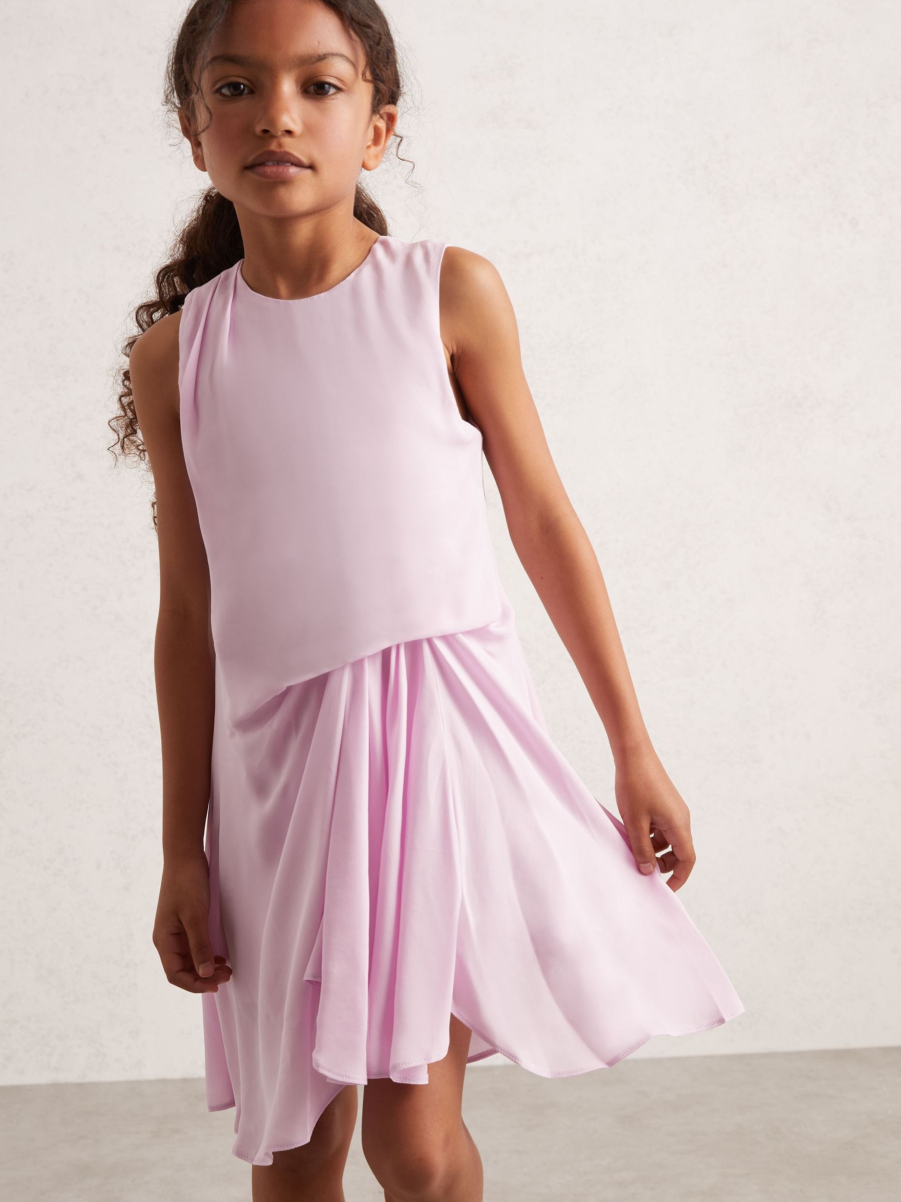 4-9 yrs Draped Tuck Sleeveless Dress in Pink (F97706) | £25