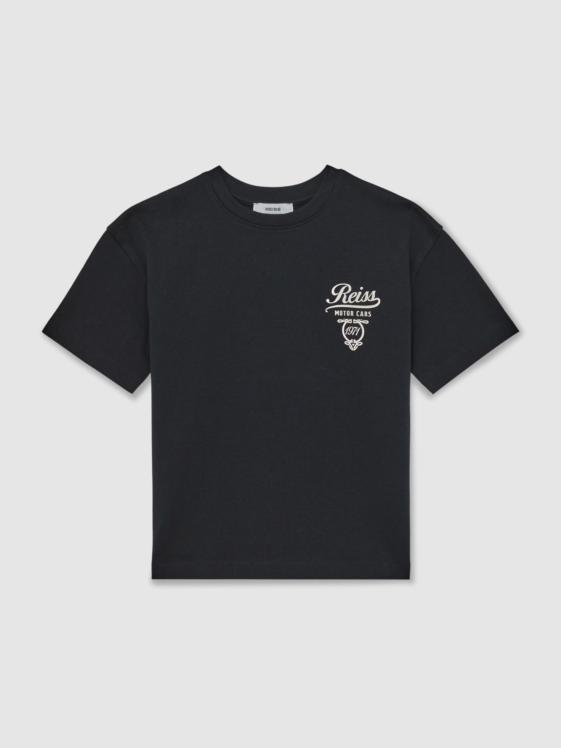 13-14 yrs Cotton Motor Cars-Print T-Shirt in Washed Blue/White (F97829) | £22