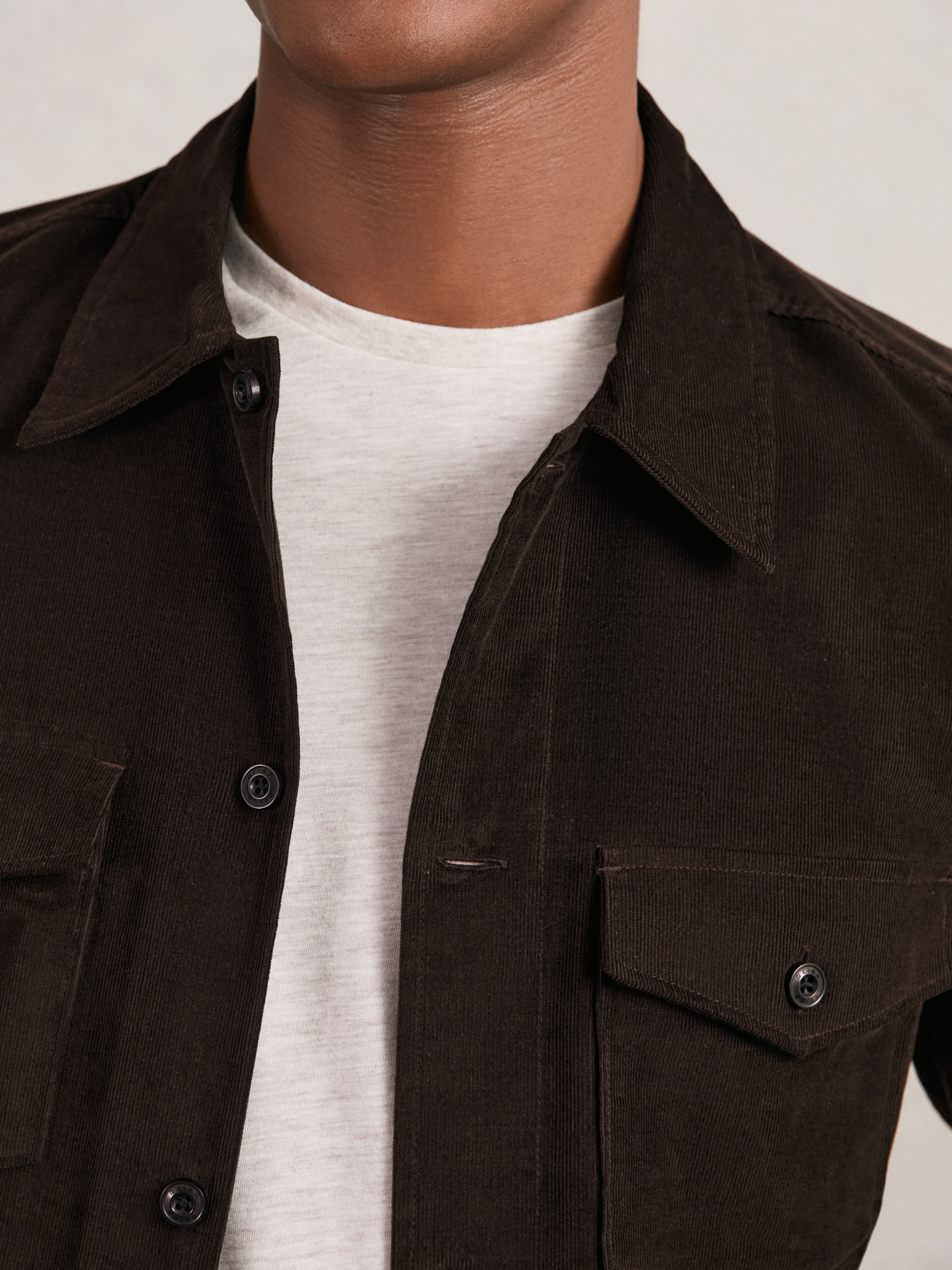 Cotton Corduroy Twin-Pocket Overshirt in Brown (F97852) | £120