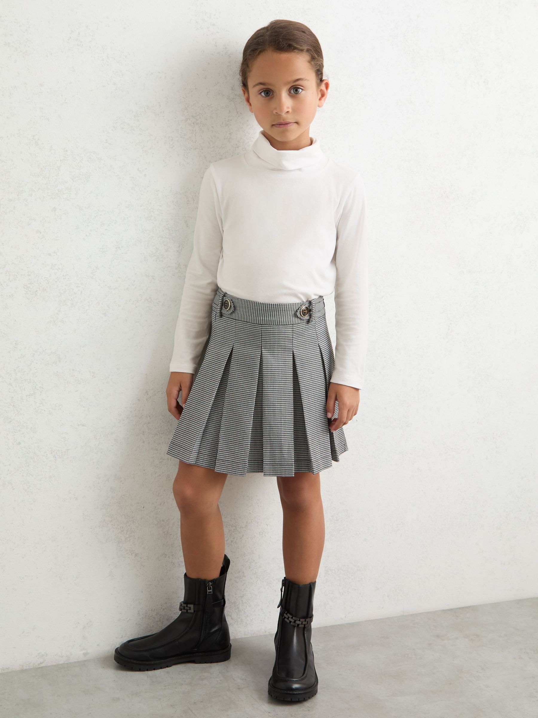 9-13 yrs Cotton-Jersey Roll-Neck Top with Stretch in Ivory (F97866) | £16