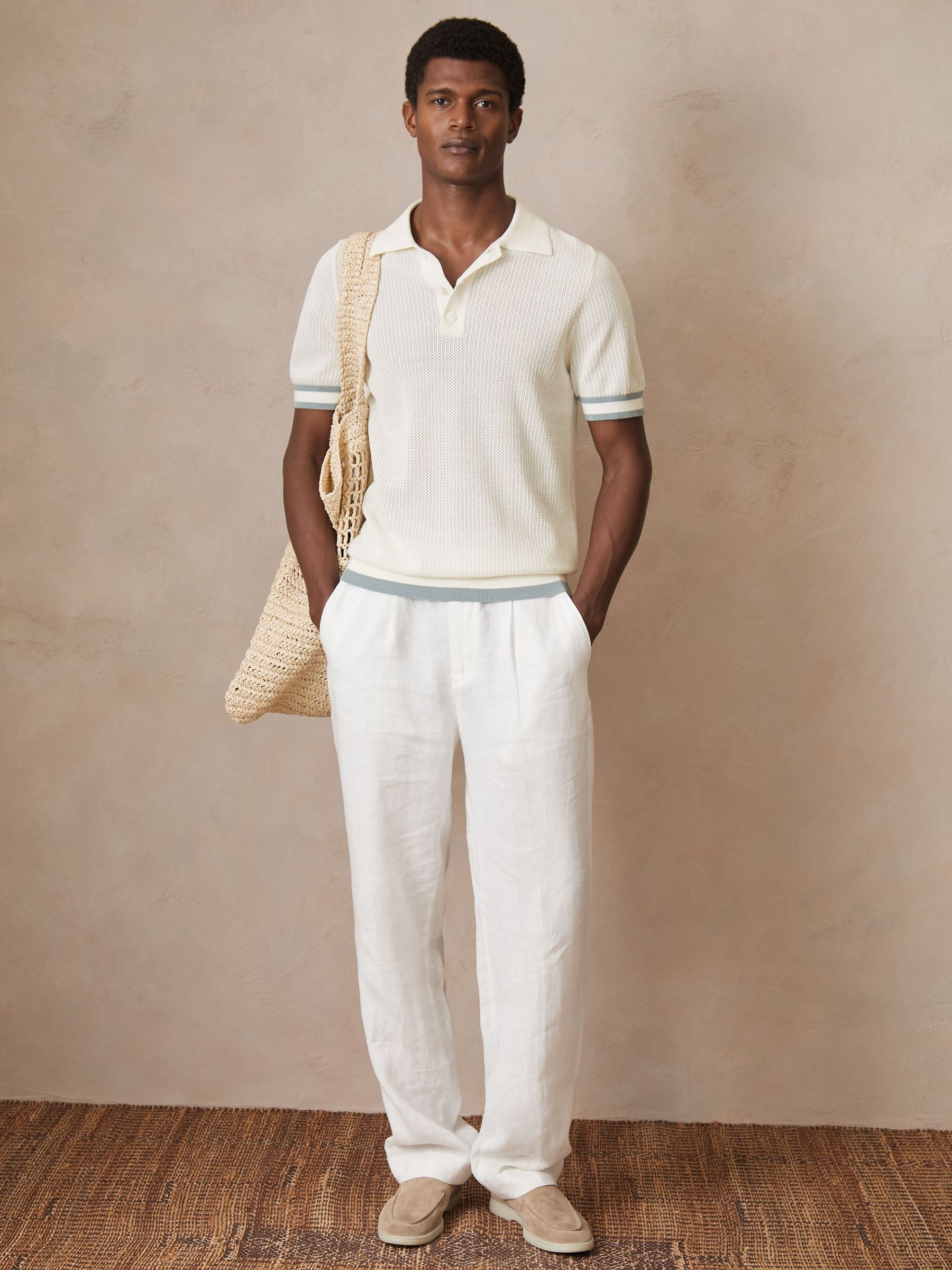 Reiss | Ché Cotton Knit Polo Shirt in White (F97910) | £110