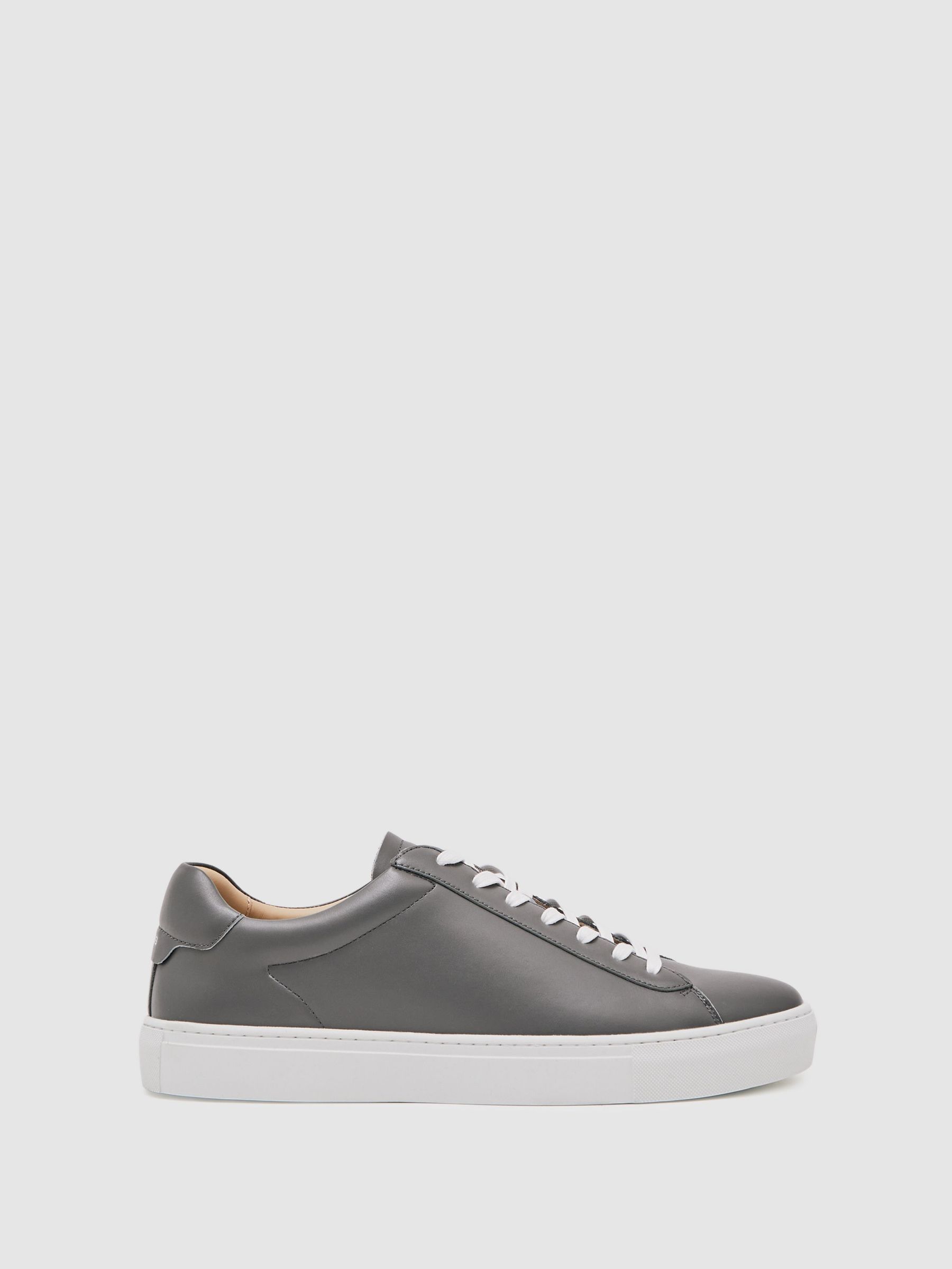 Leather Low-Top Trainers in Graphite Grey (F97927) | £128