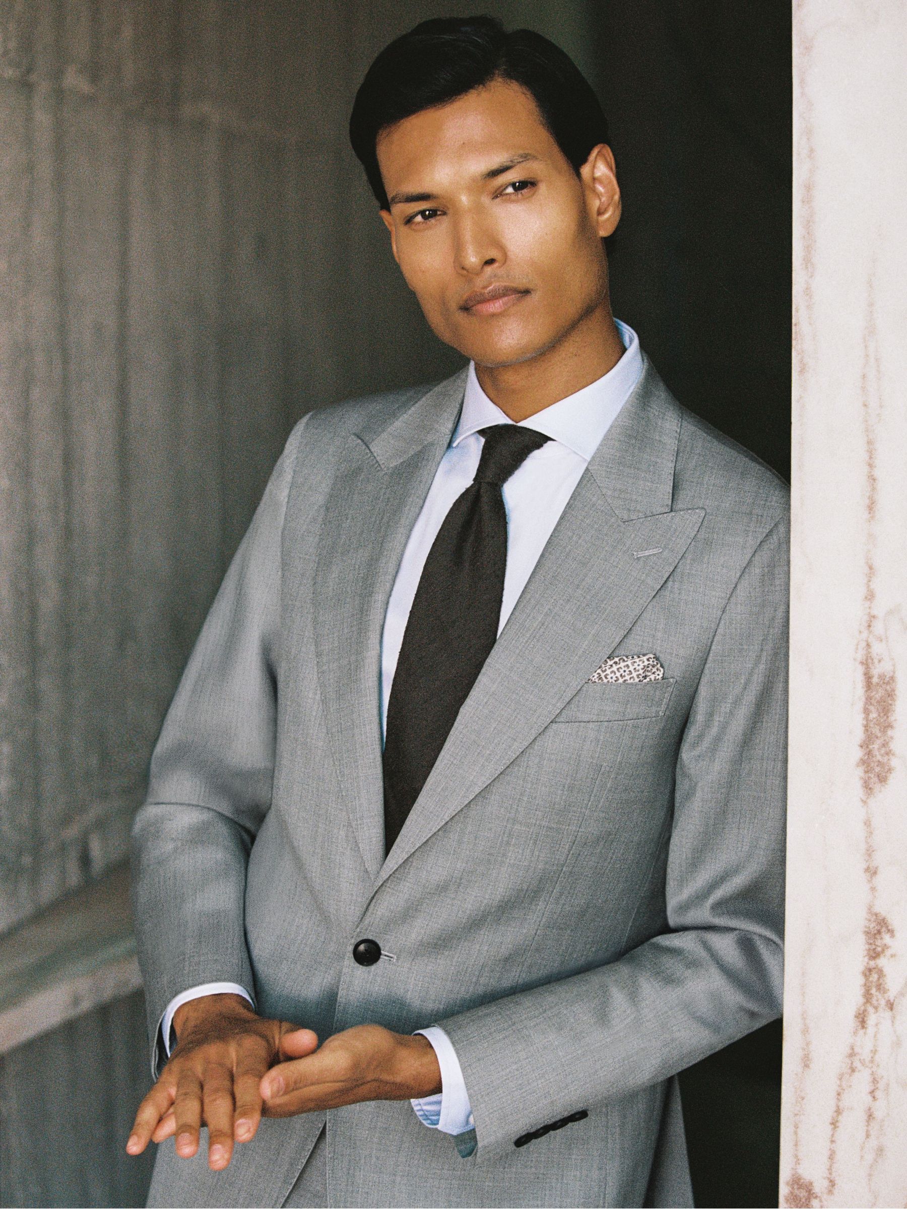 Slim-Fit Wool Single Breasted Suit Blazer in Mid Grey (F97977) | £330