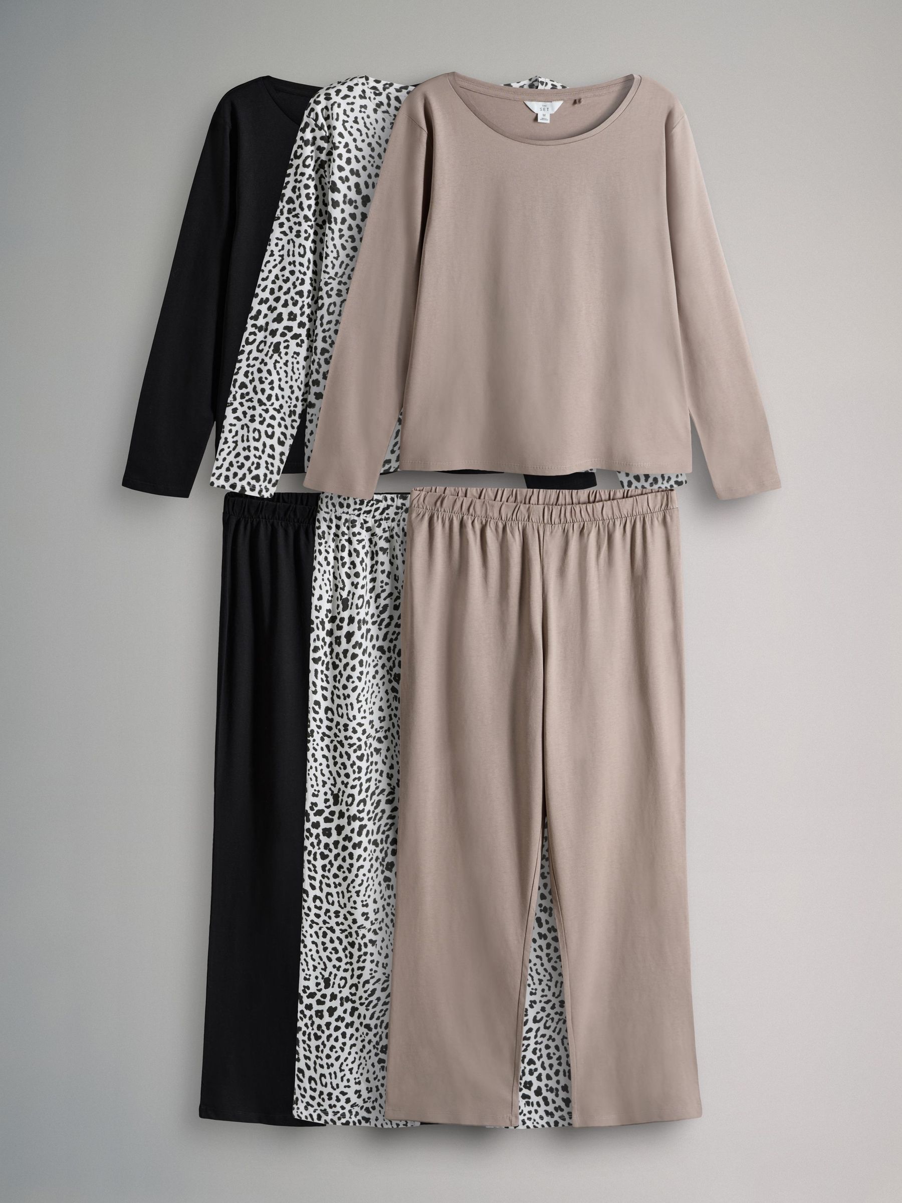 Animal/Taupe Brown/Black - 3 Pack Long Sleeve Long Leg Jersey Pyjamas (F99255) | £30